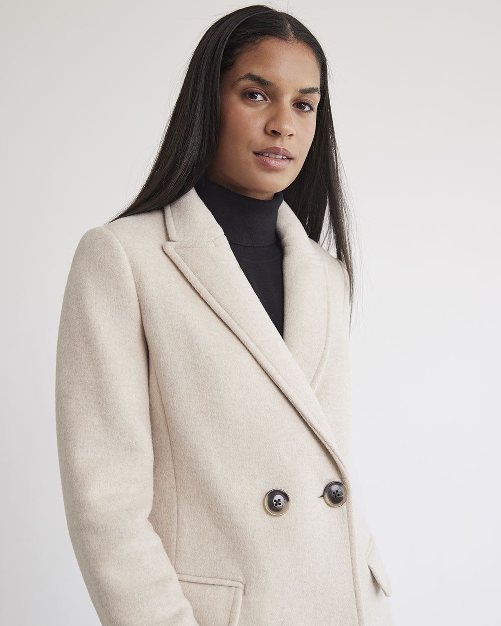 Long Double-Breasted Wool Coat