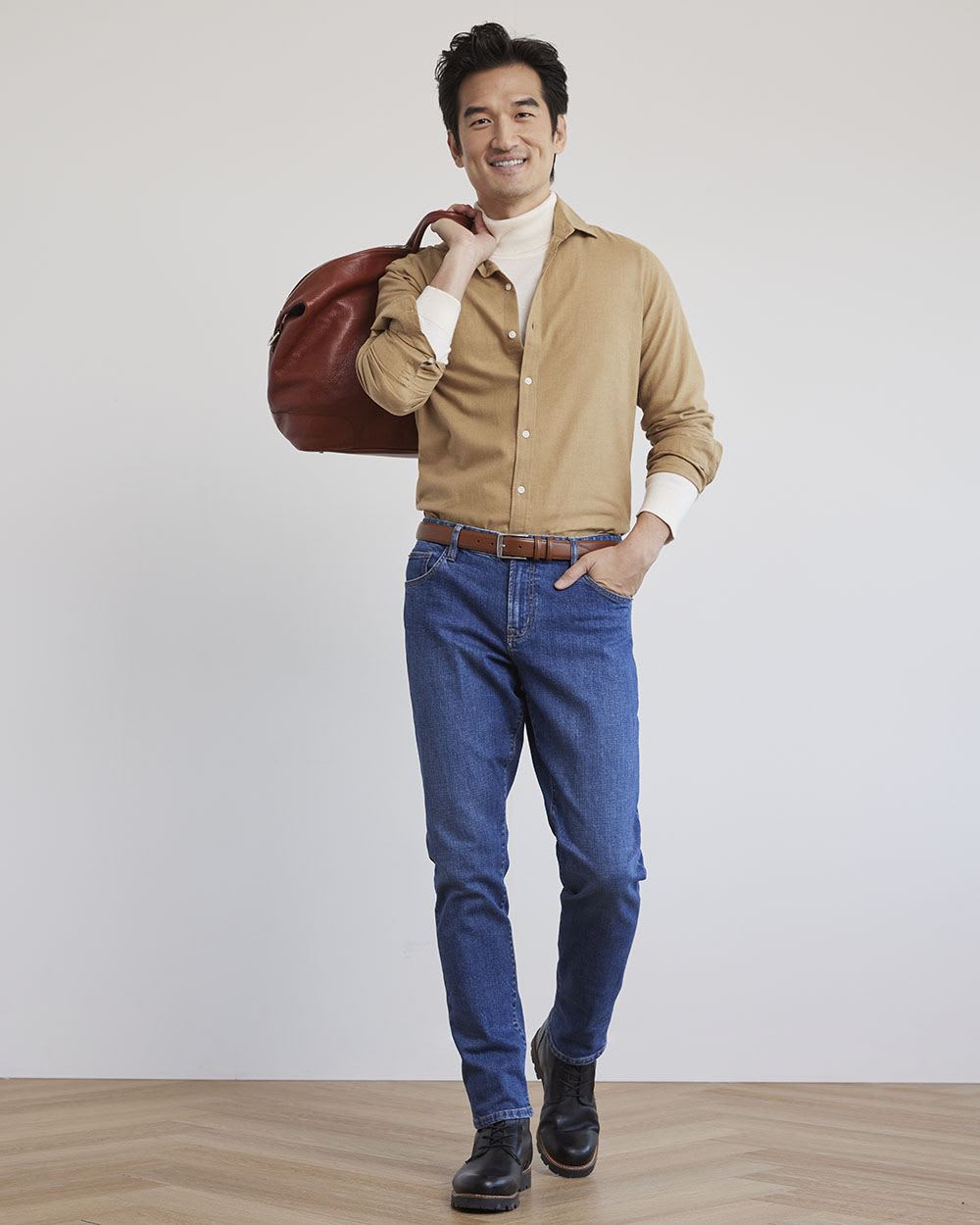 Slim-Fit Solid Flannel Shirt