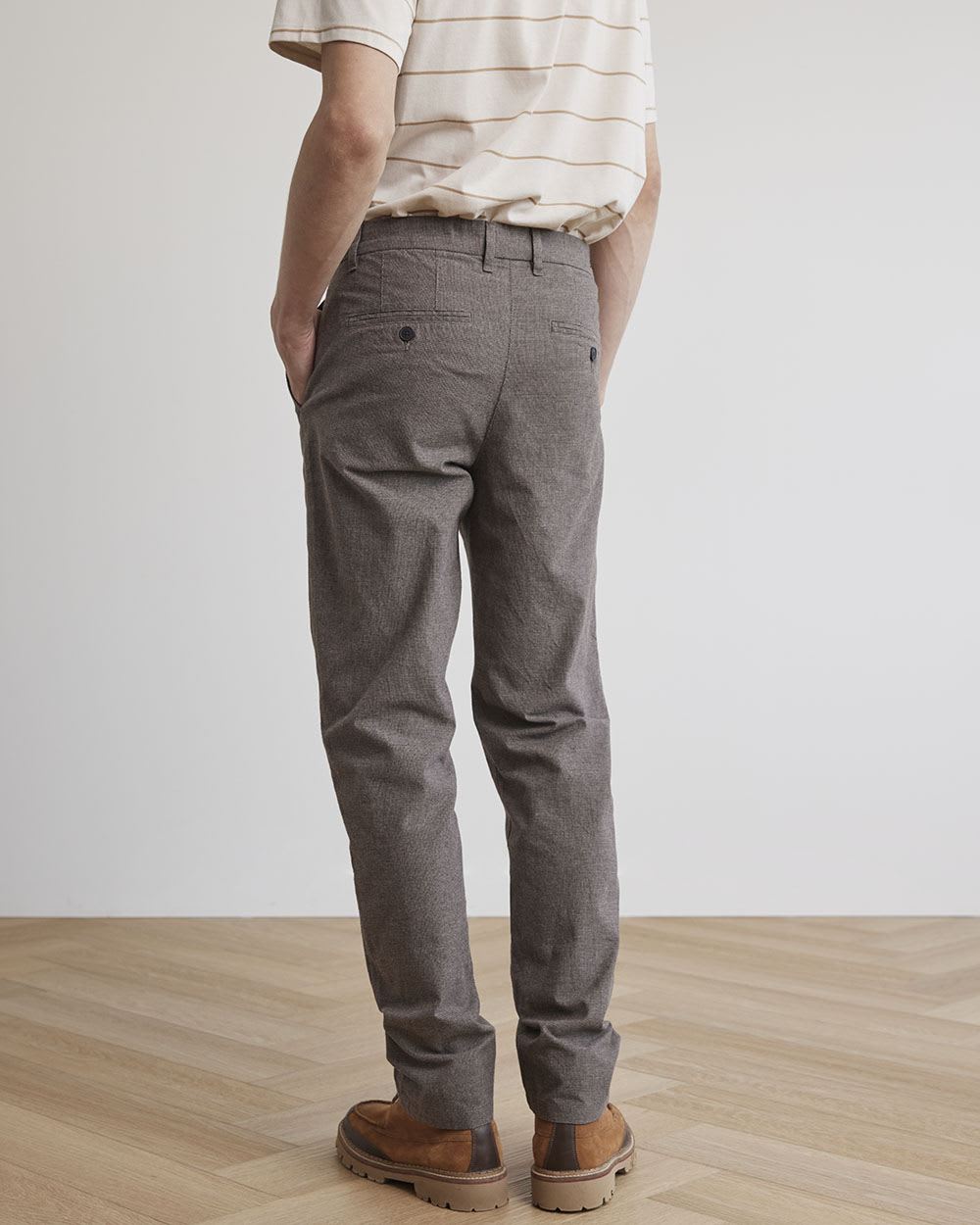 Solid Slim-Fit Brushed Pants