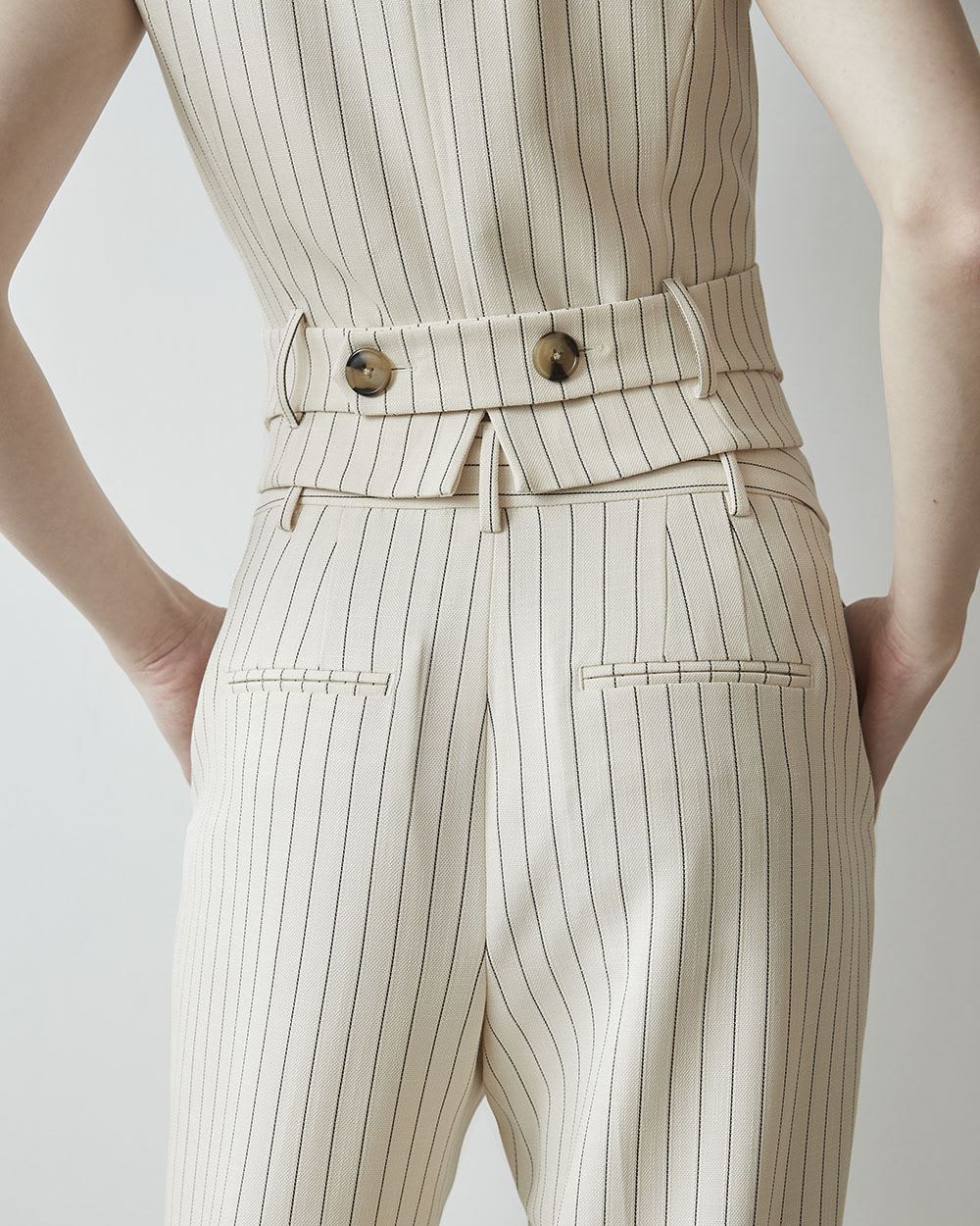 Textured Stripe Wrap Sleeveless Vest Blouse