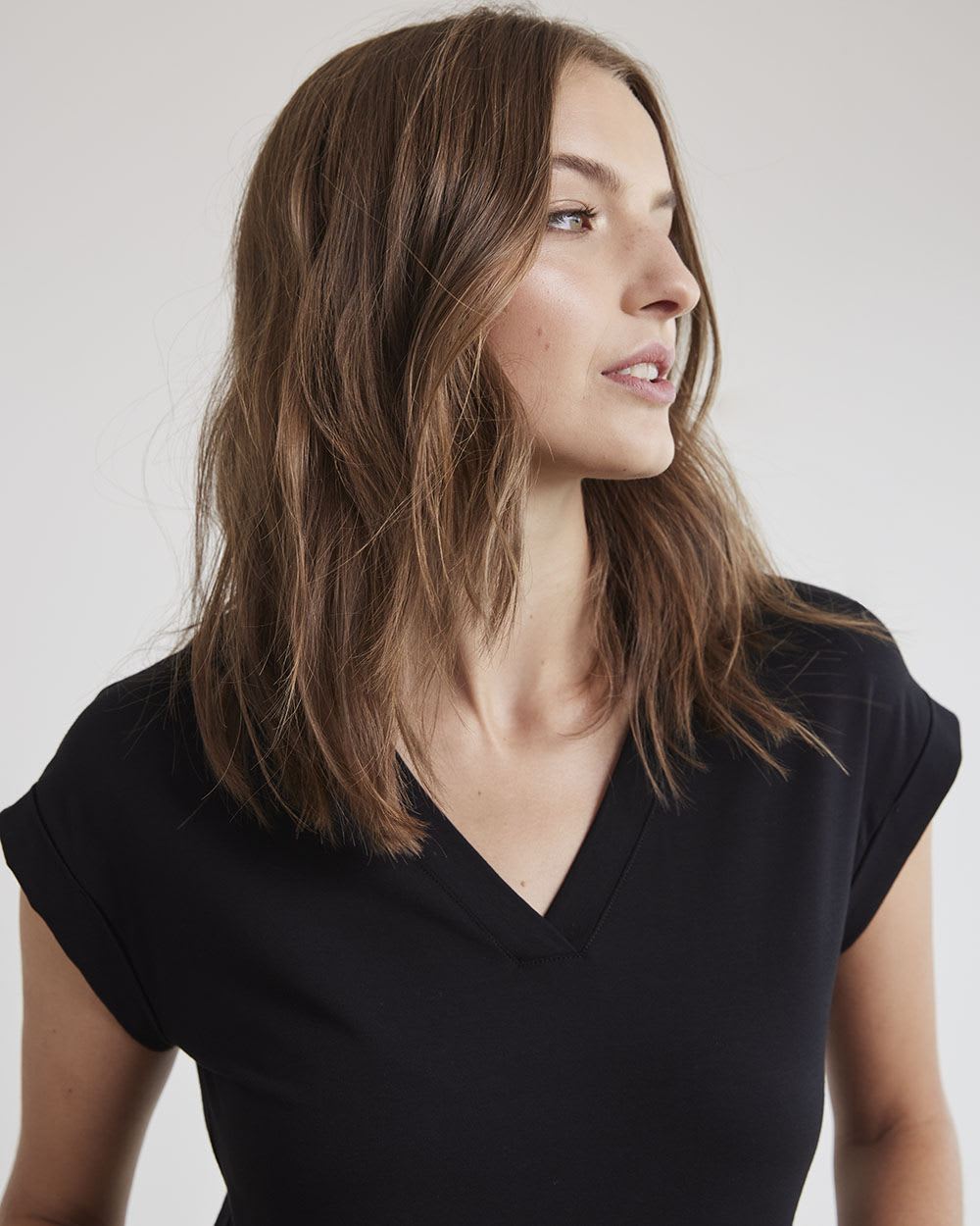 Relaxed-Fit Extended-Sleeve V-Neck T-Shirt