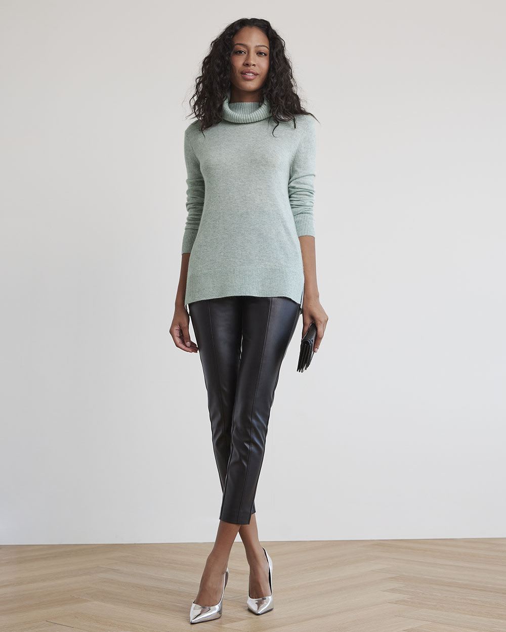 Long-Sleeve Funnel-Neck Cashmere-Blend Sweater
