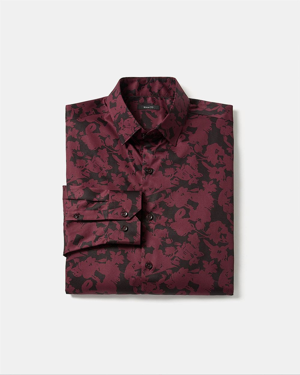 Tailored-Fit Dress Shirt with Bold Floral Pattern