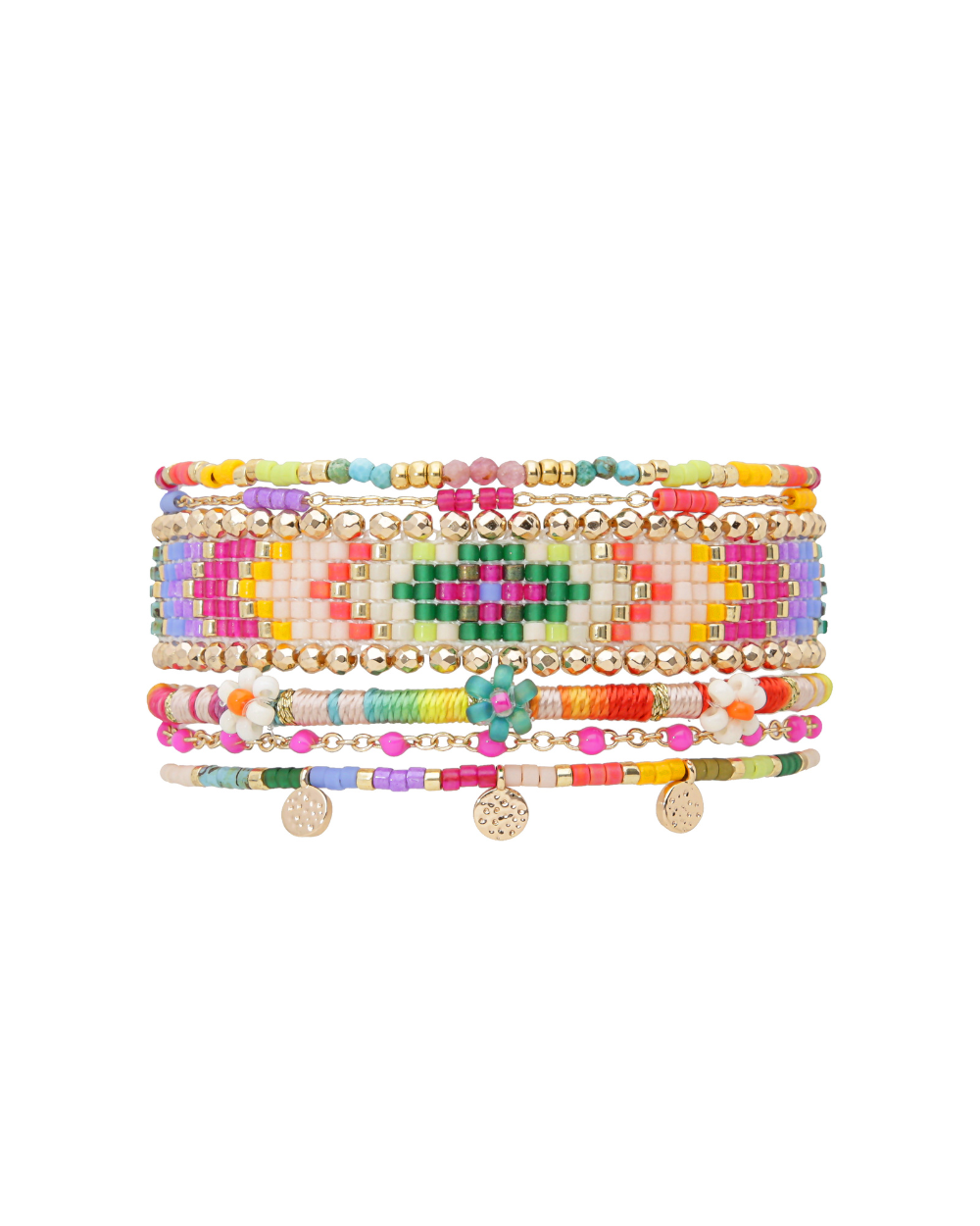 LIBERTAD Hipanema Gold & Multicolor Cuff Bracelet