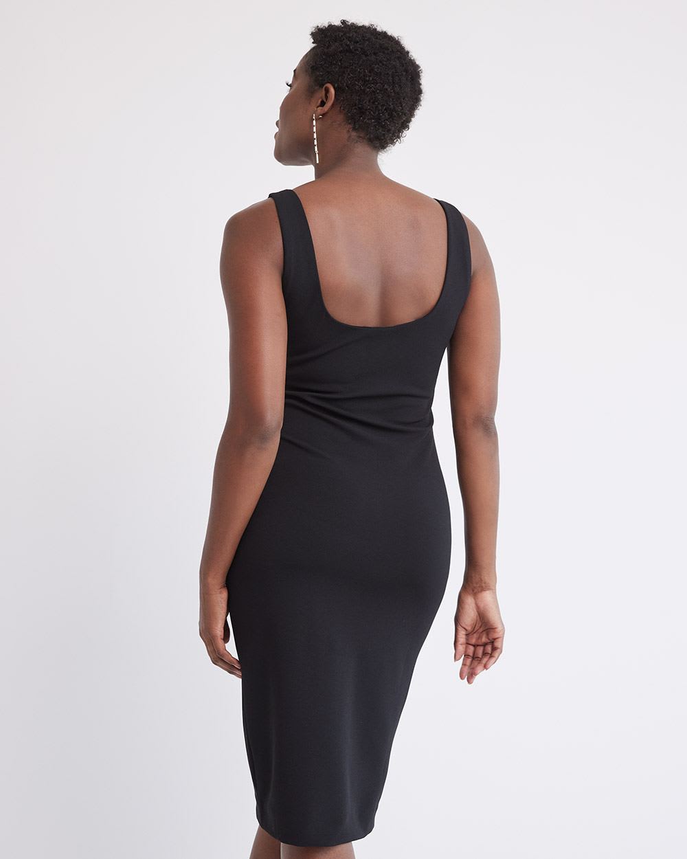 Sleeveless Midi Cocktail Dress with Square Neckline