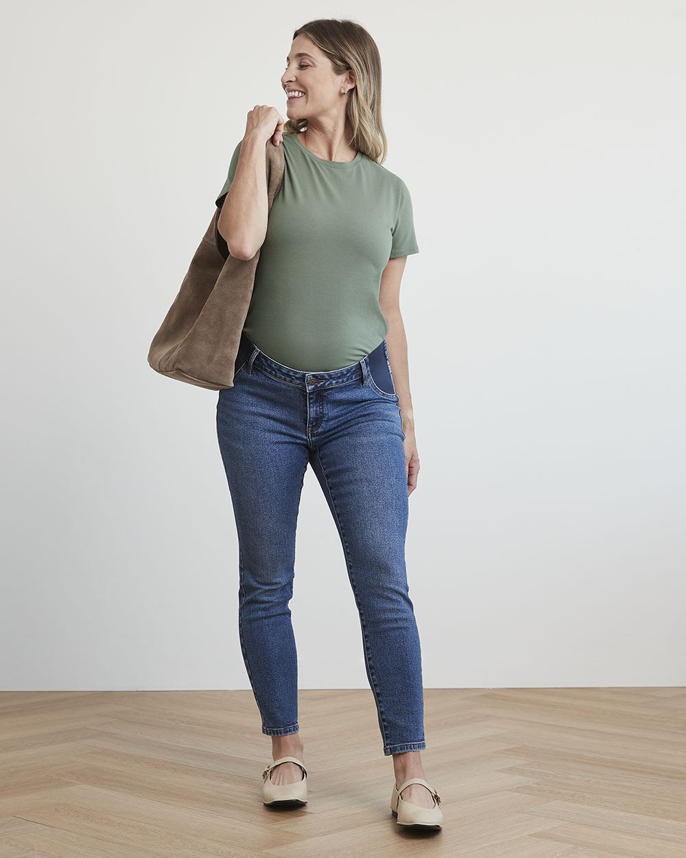 Medium Wash Skinny Ankle Leg Jeans - Thyme Maternity