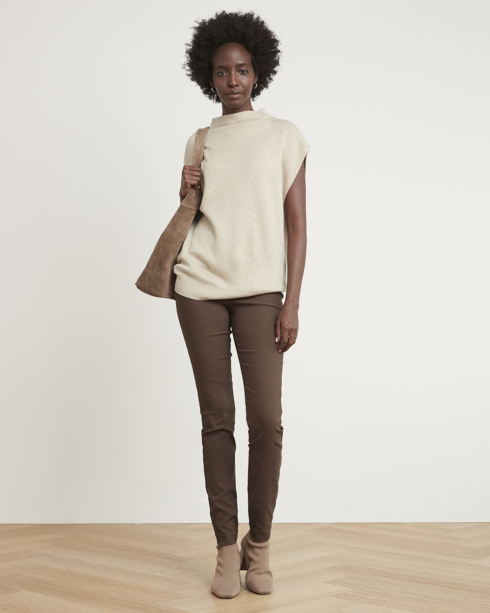 Sleeveless Funnel-Neck Sweater