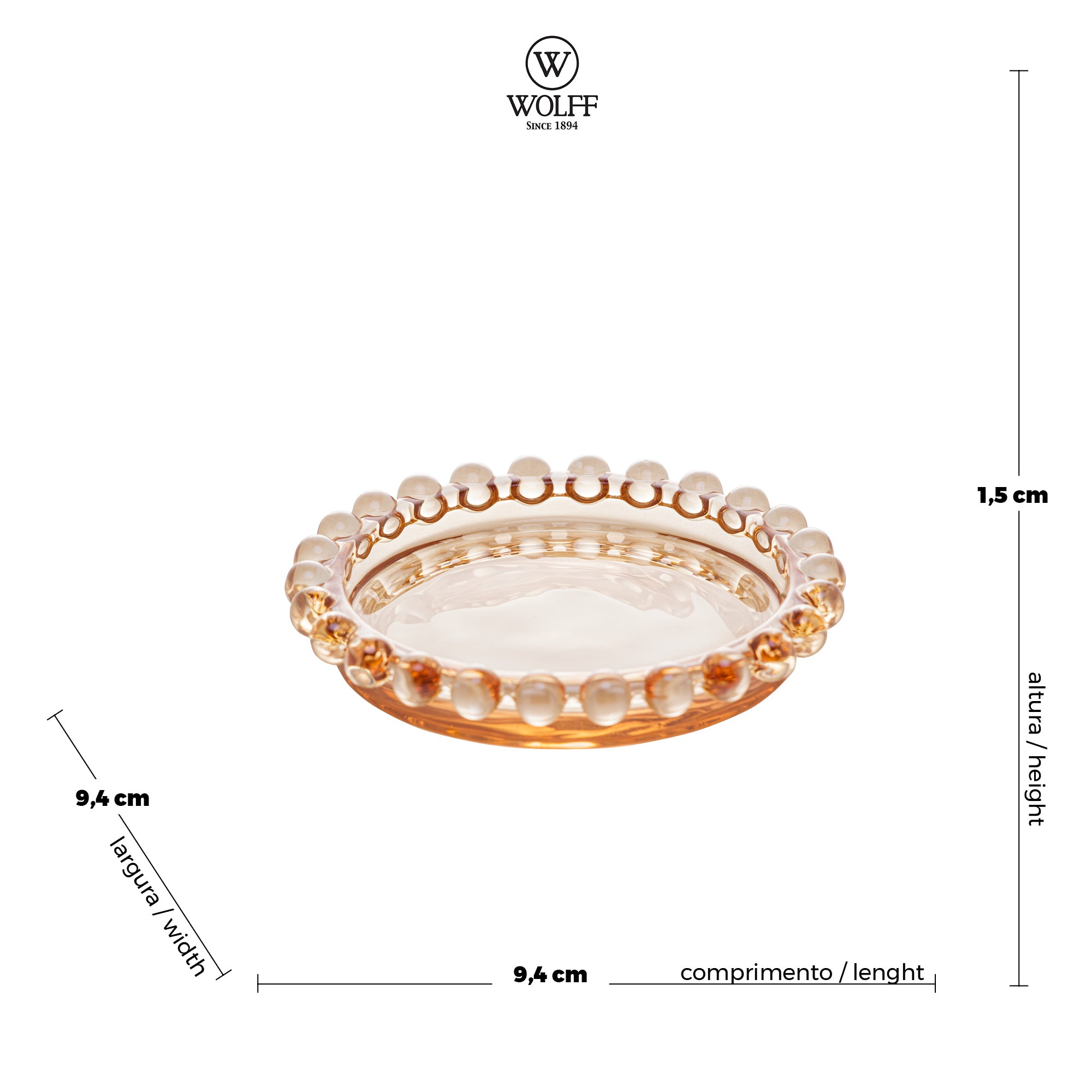 Pearl Collection Amber Crystal Plates 10cm Set of 4