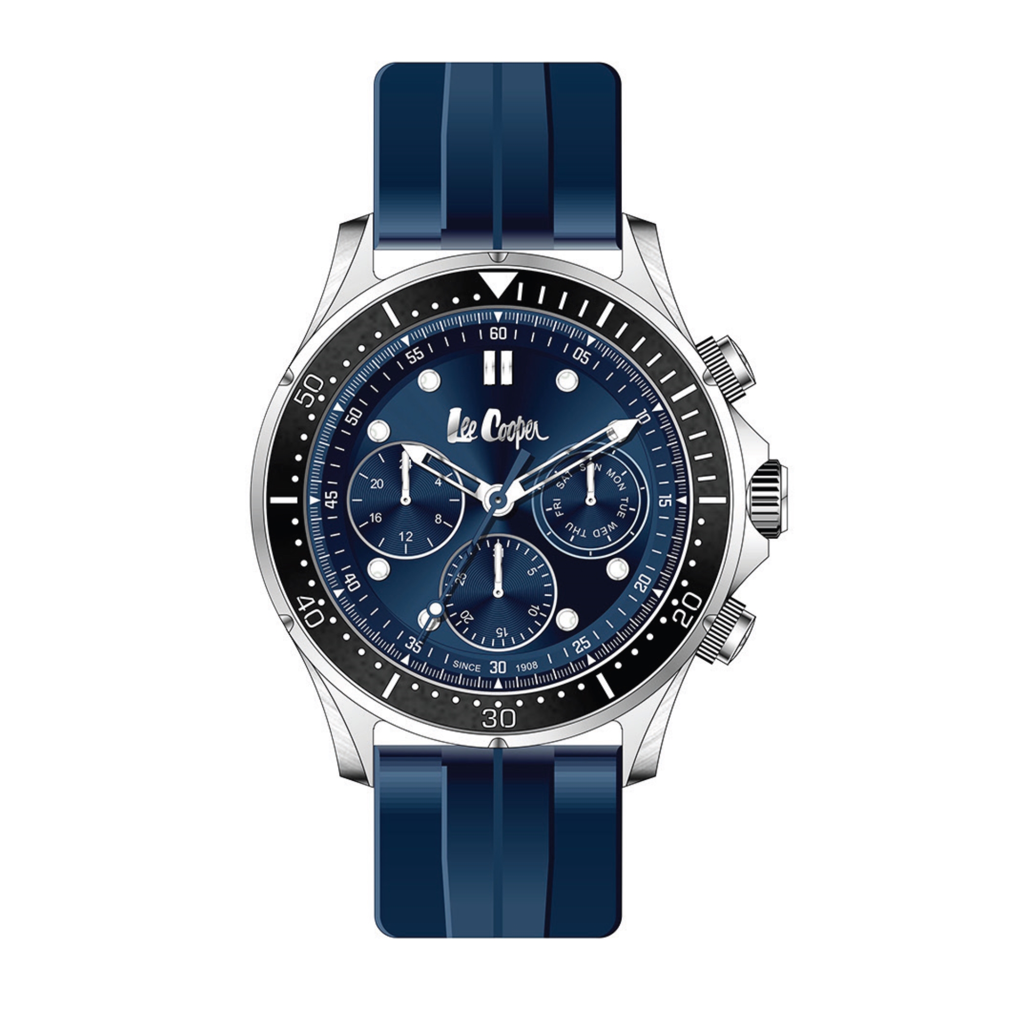 LEE COOPER-Men's Black 44mm watch w/Black Dial