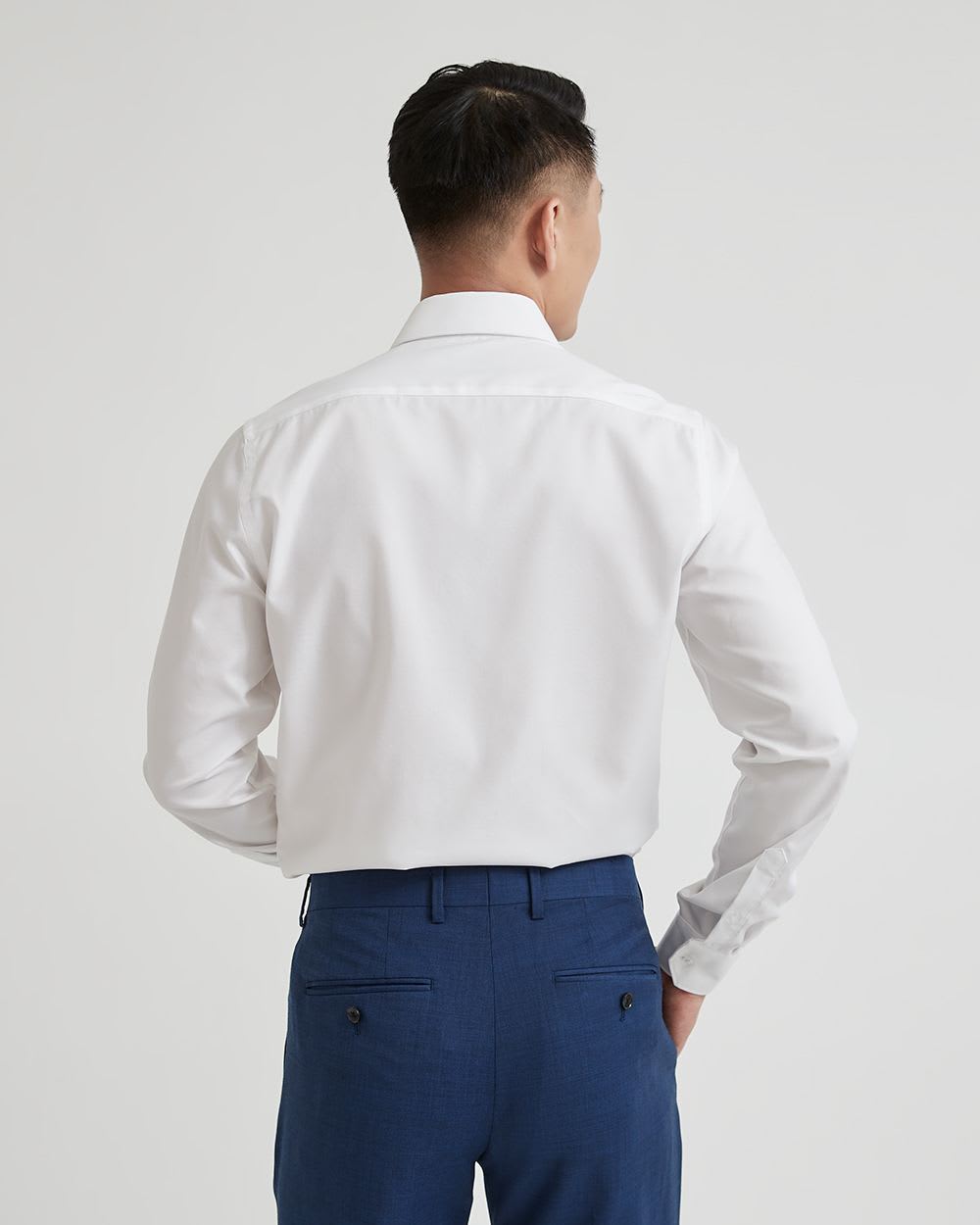 Slim fit dress shirt with wide spread collar