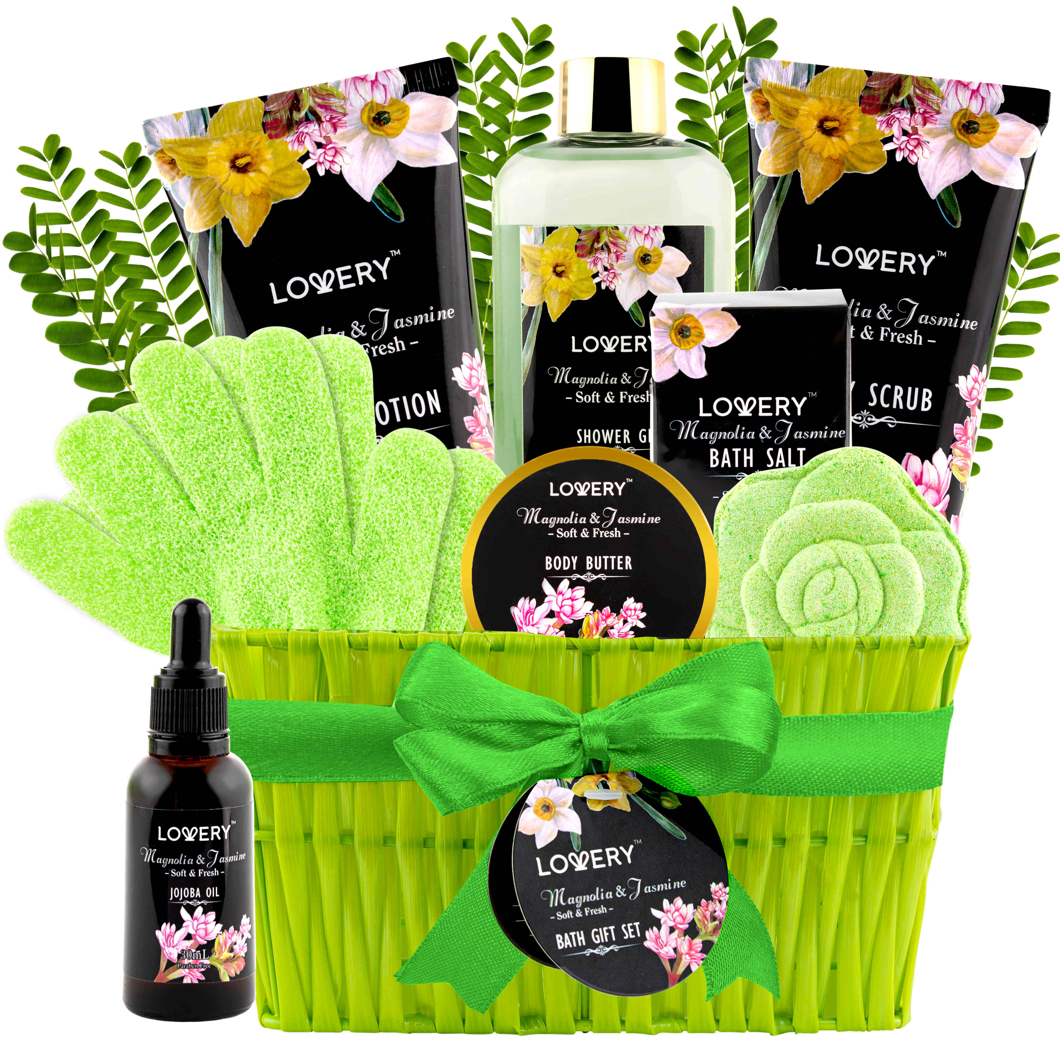 Lovery Luxury Spa Bath Gift Set - Magnolia Jasmine Scented With Jojoba Oil