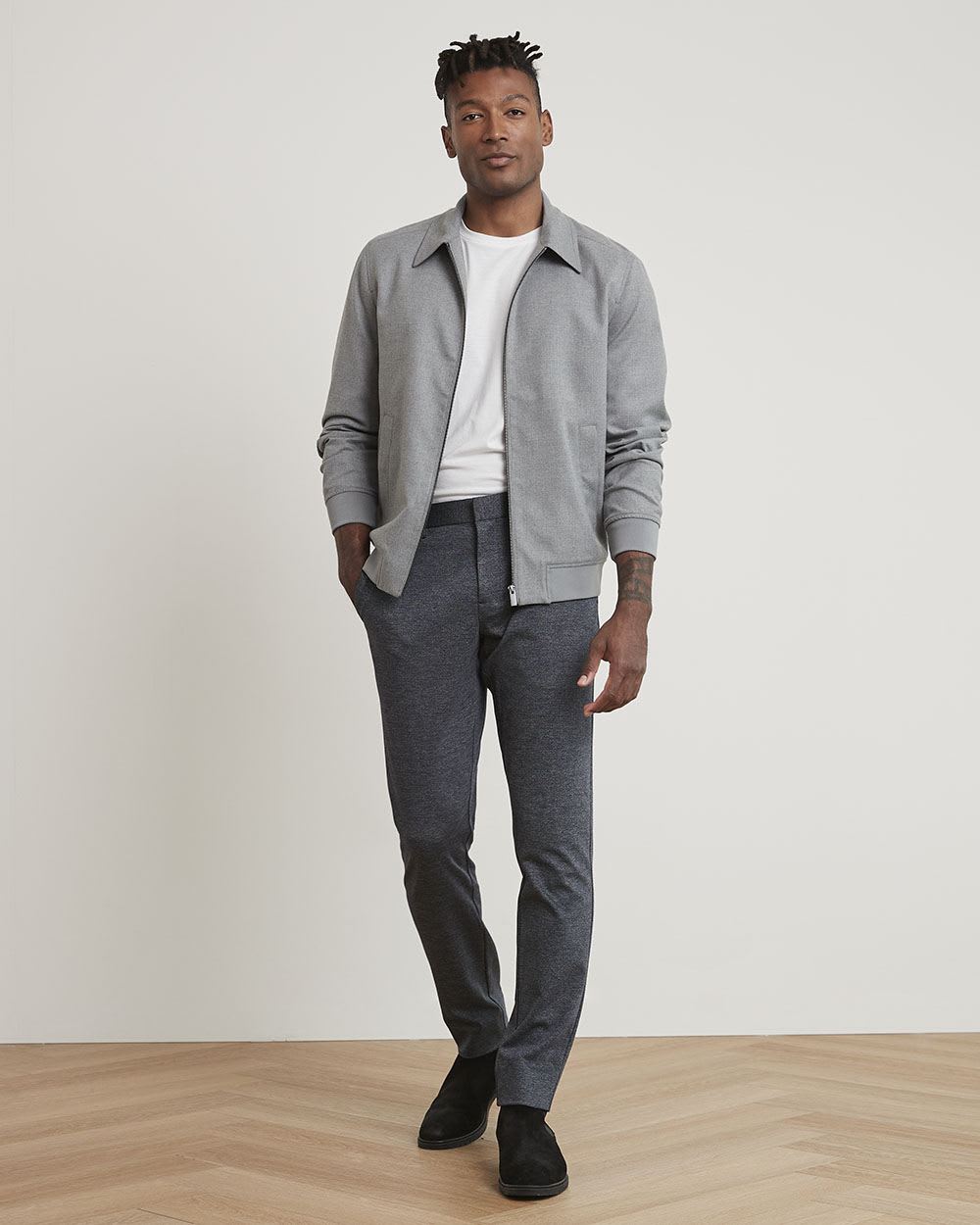 Bomber Jacket with Shirt Collar