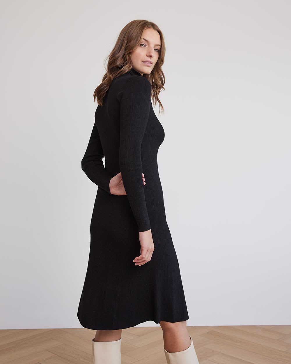 Long-Sleeve Turtleneck Dress
