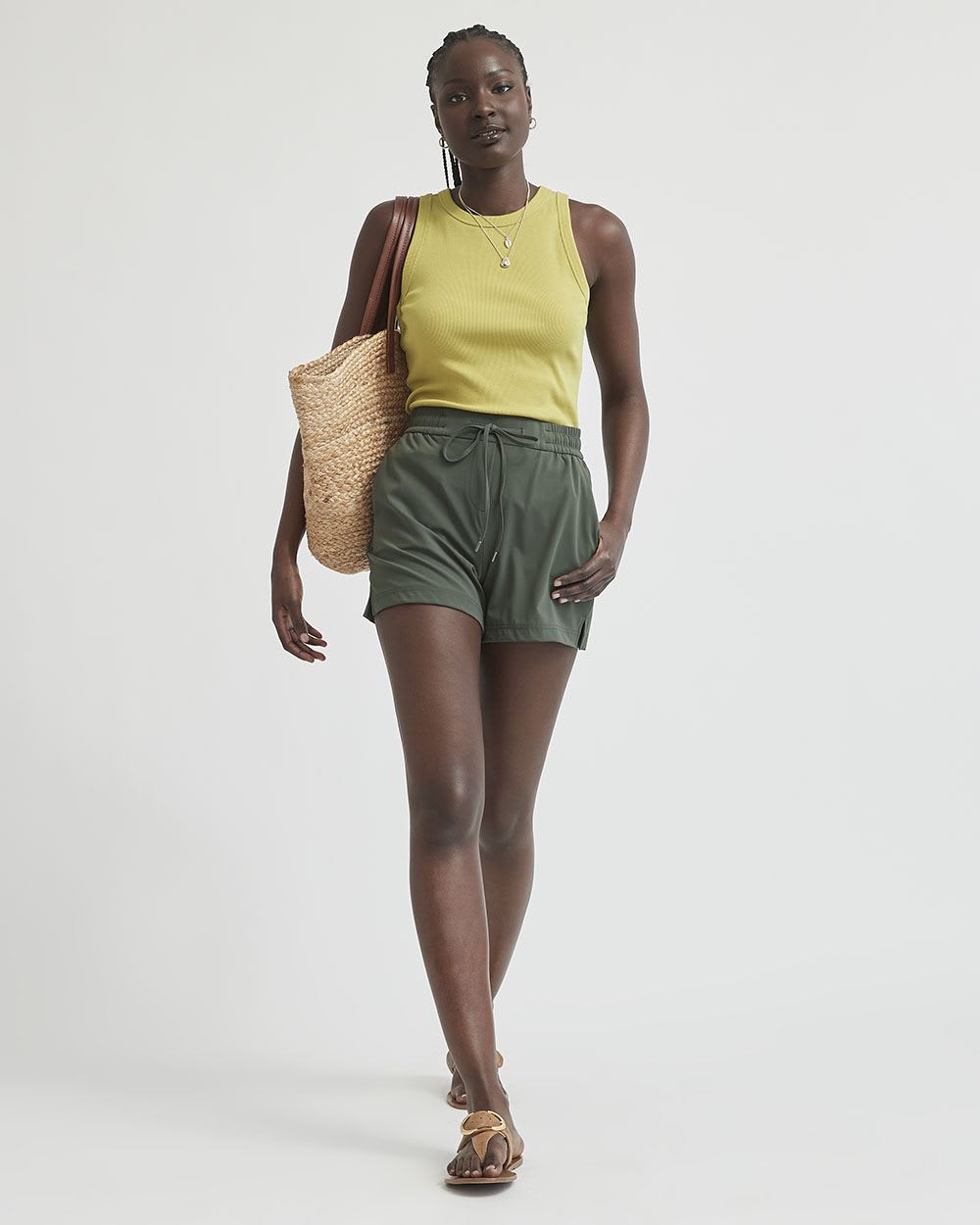 Ribbed Racerback Crew-Neck Cami