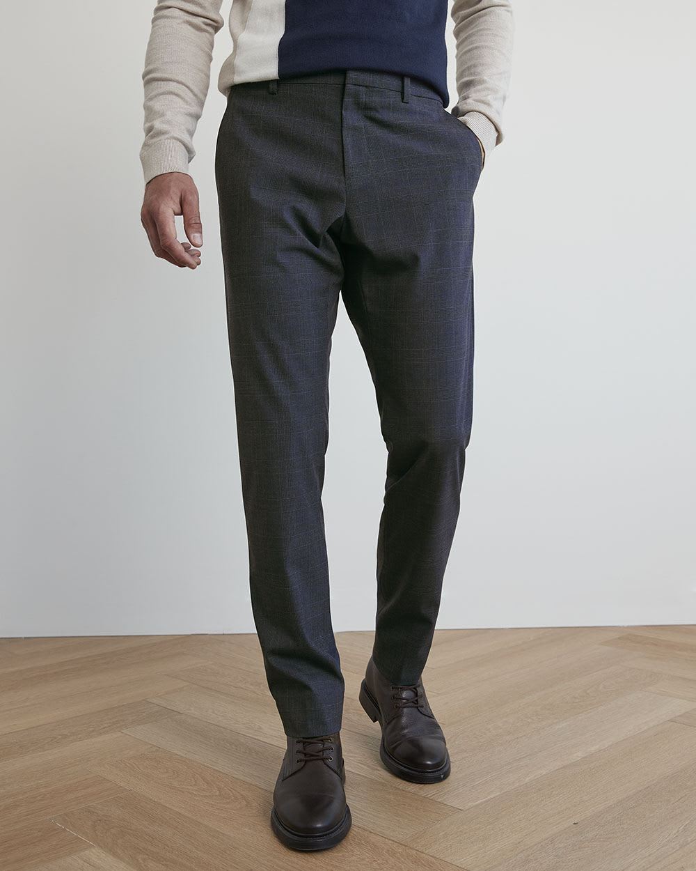 Slim-Fit Plaid Navy City Pant