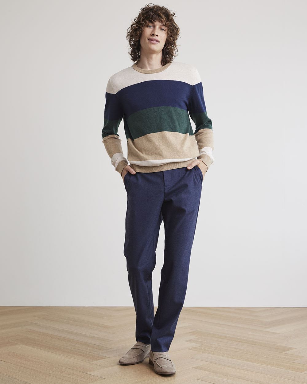 Crew-Neck Sweater with Colour Blocks
