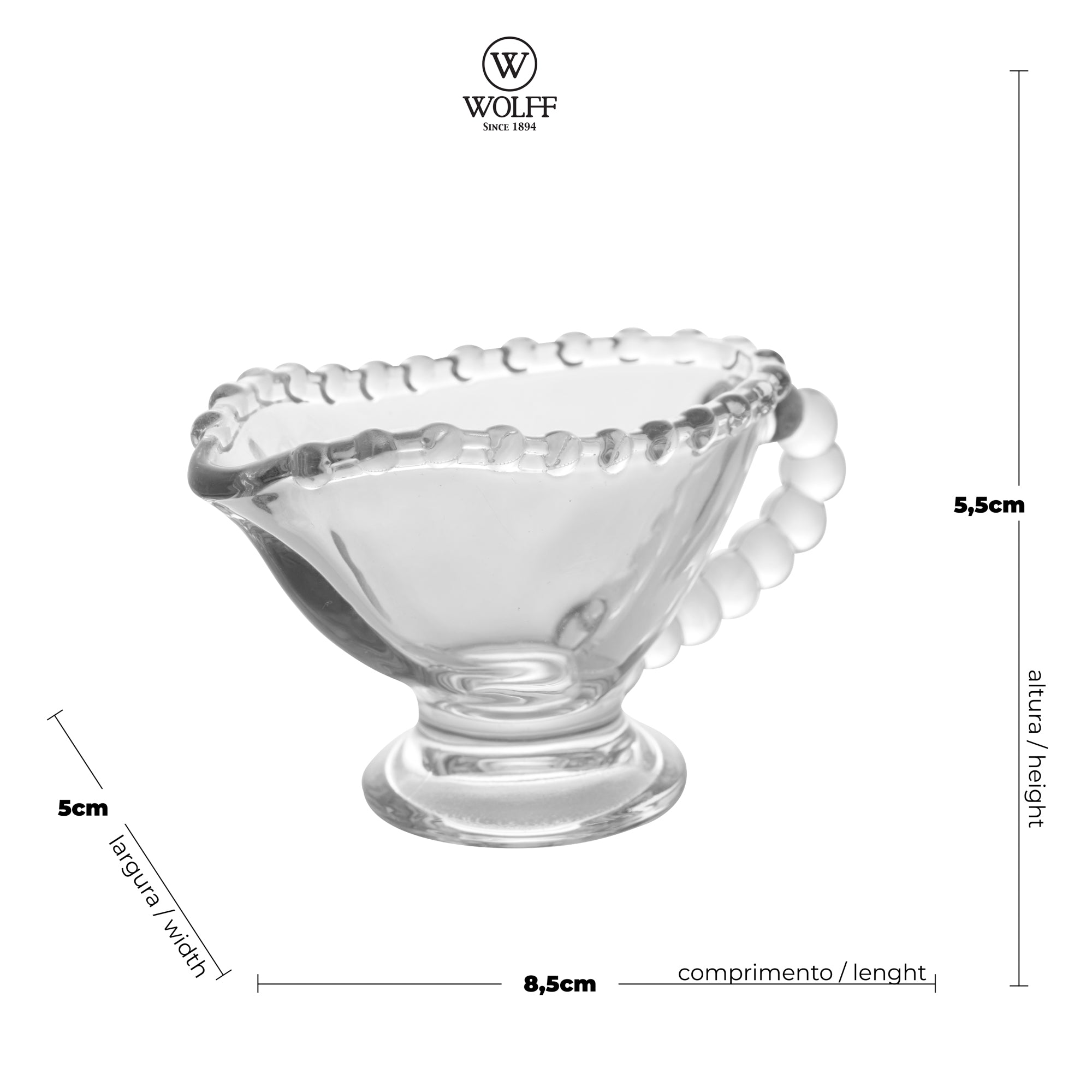 Pearl Collection Crystal Gravy Boat 40ml 9x5x6cm