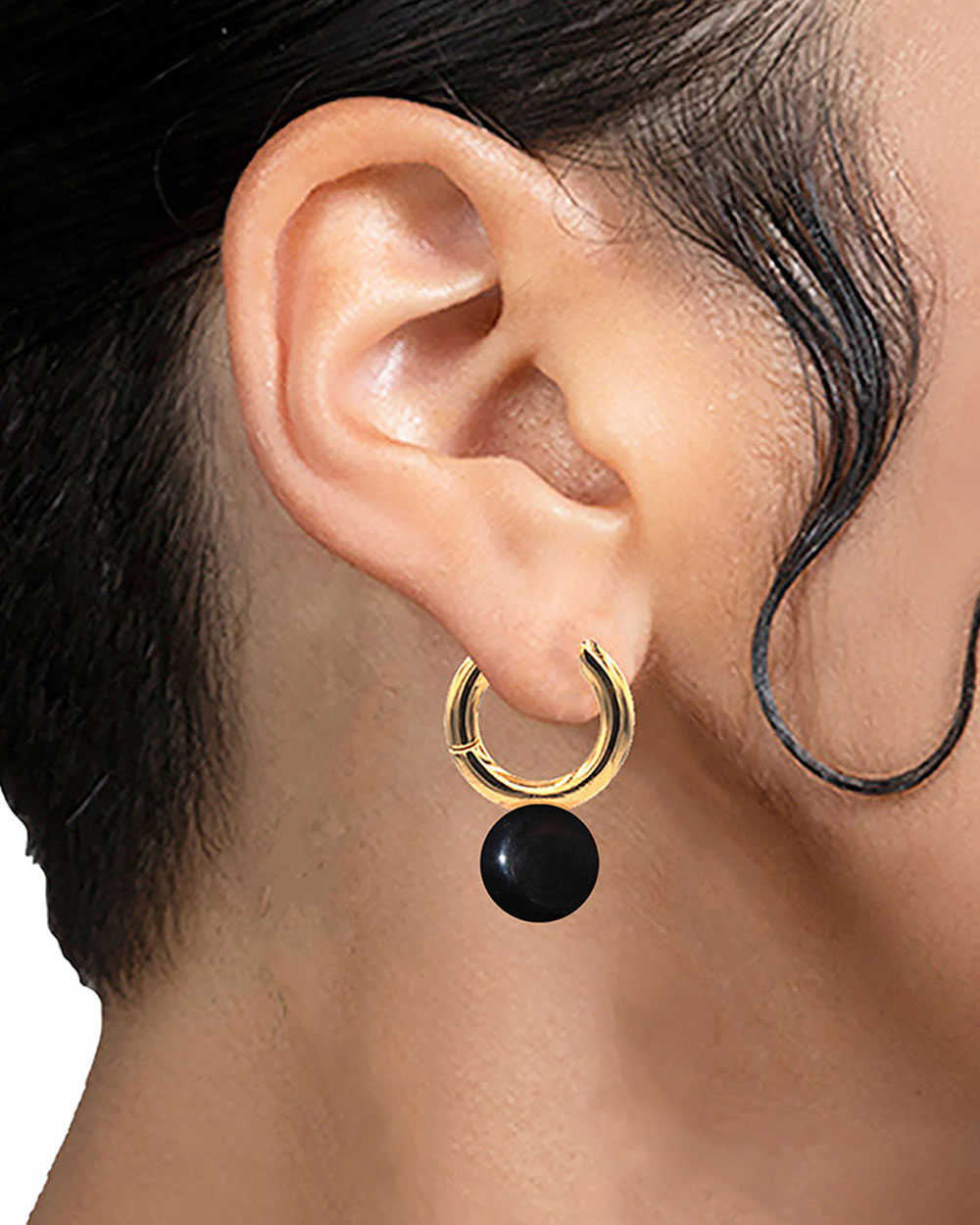 Kayde Black Agate Hoop Earrings - Syd + Pia NYC™