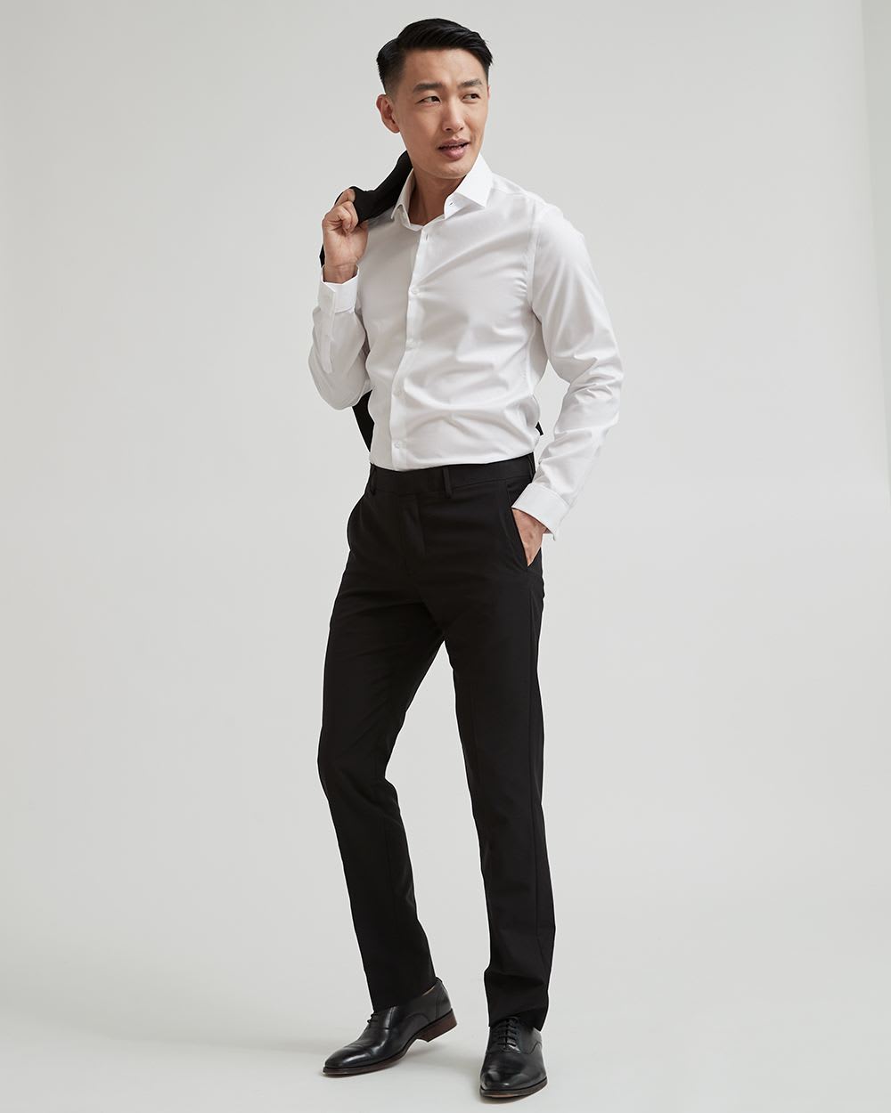 White Twill Dress Shirt with French Cuff