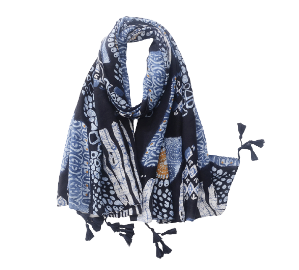 Navy And Blue Pattern Scarf - Don't AsK