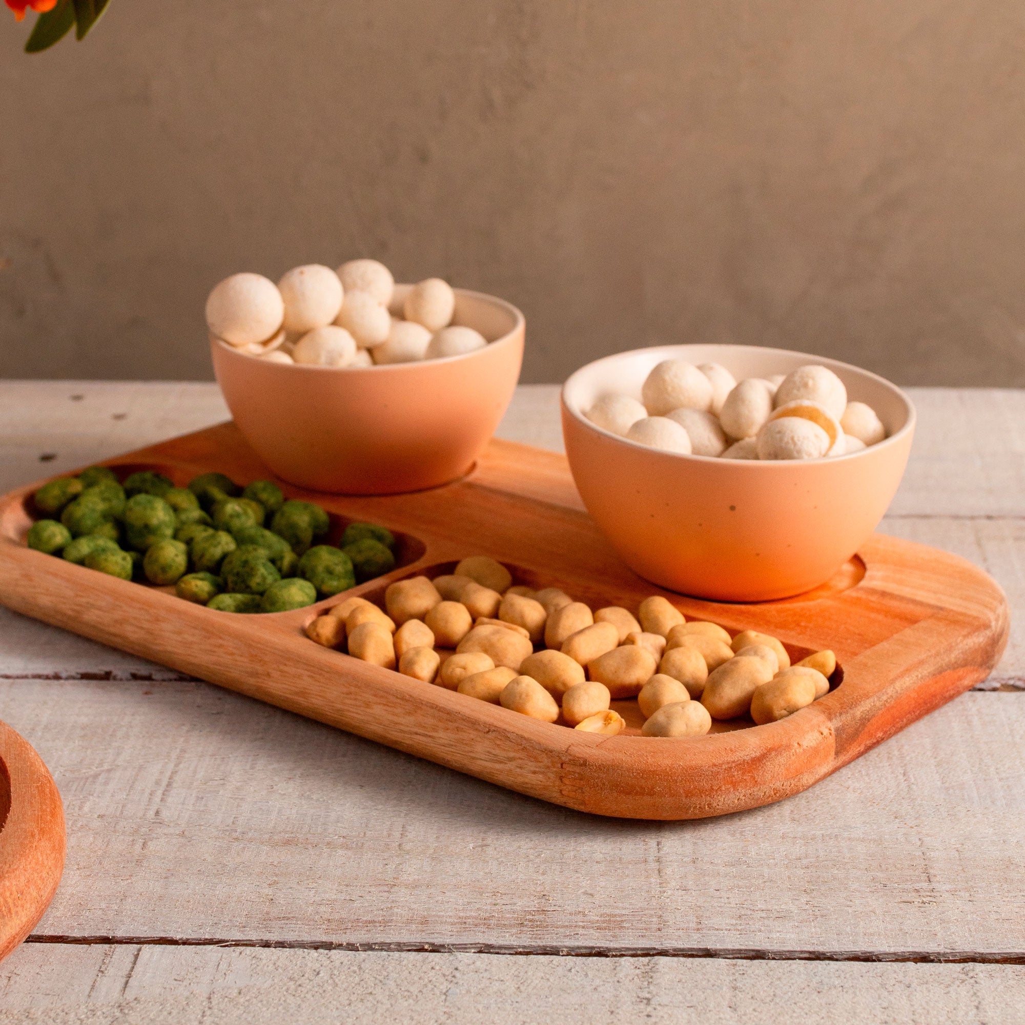 Liptus Collection Serving Platter with 2 Ceramic Bowls Rose 30x18x6cm