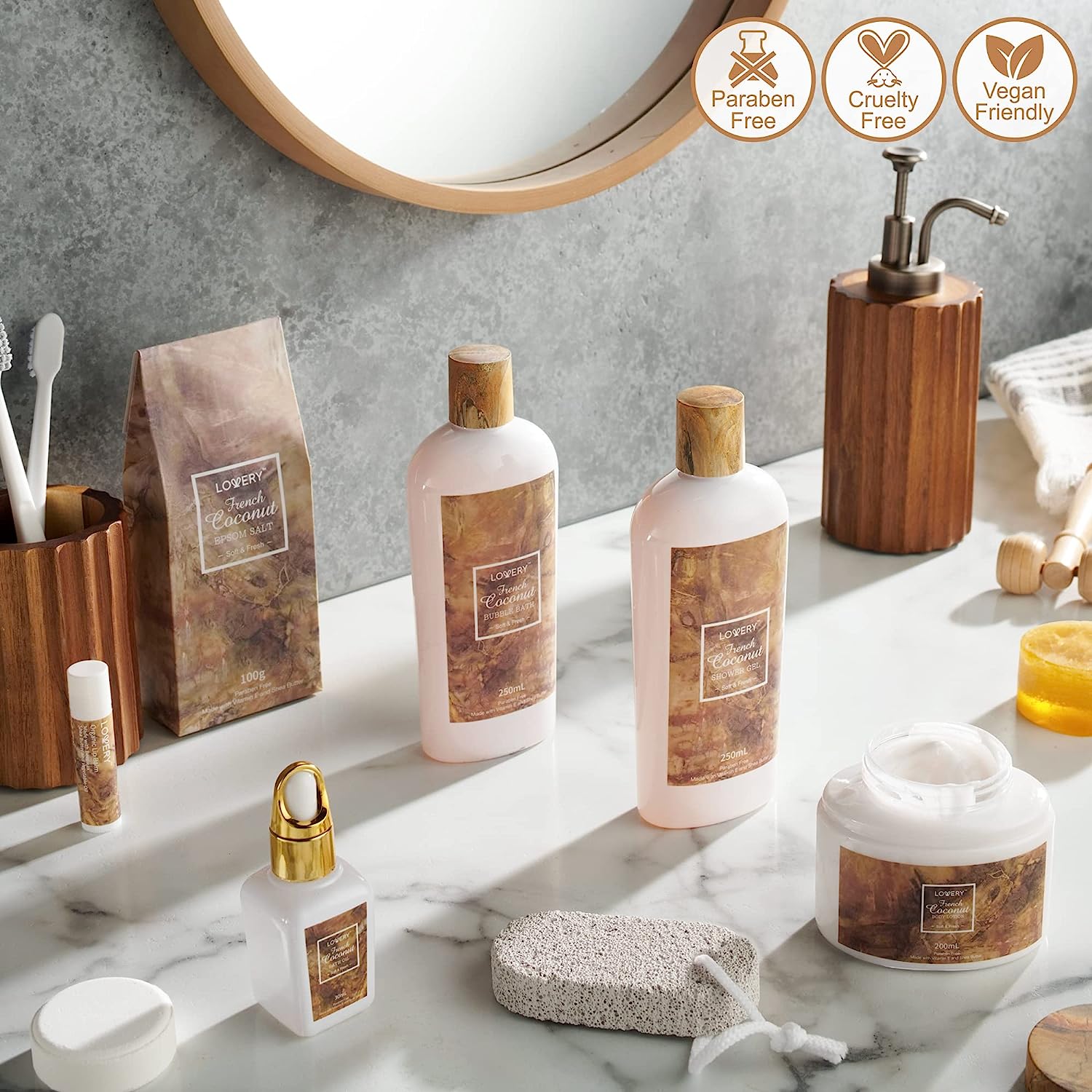 Lovery French Coconut Bath And Body Relaxation Gift Basket, 13 Piece