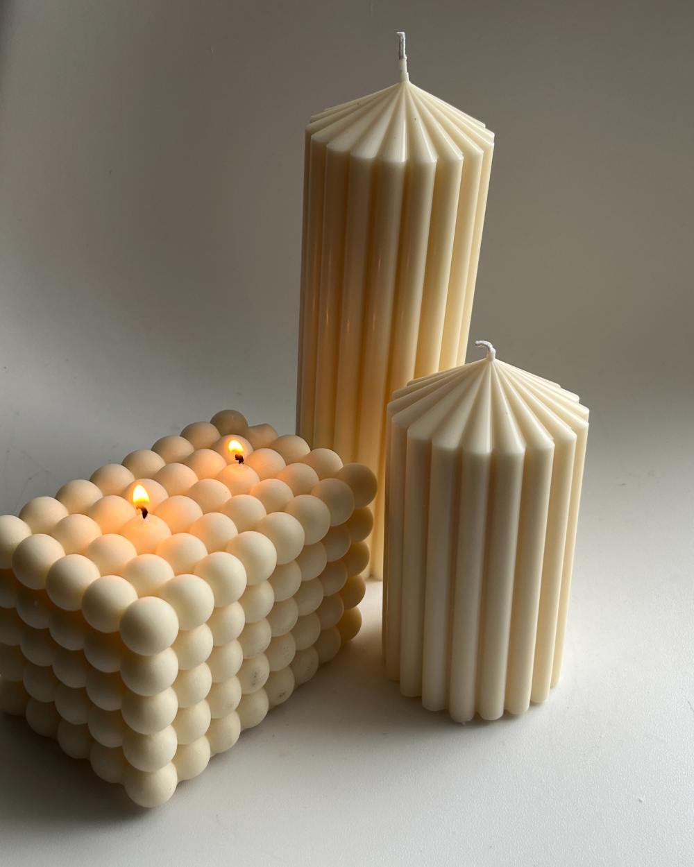 Carousel Pillar Small Candle | Striped Pointed Pillar Candle | Decor Candle | AARAM LUX