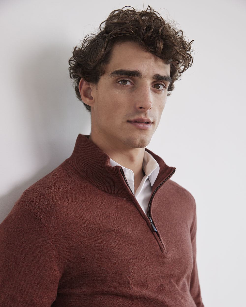 Mock-Neck Sweater with Half-Zip