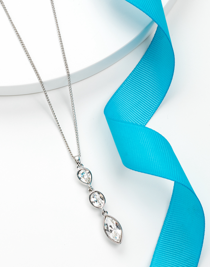 Timeless Rhodium Plated Marquis Drop Pendant Necklace - callura