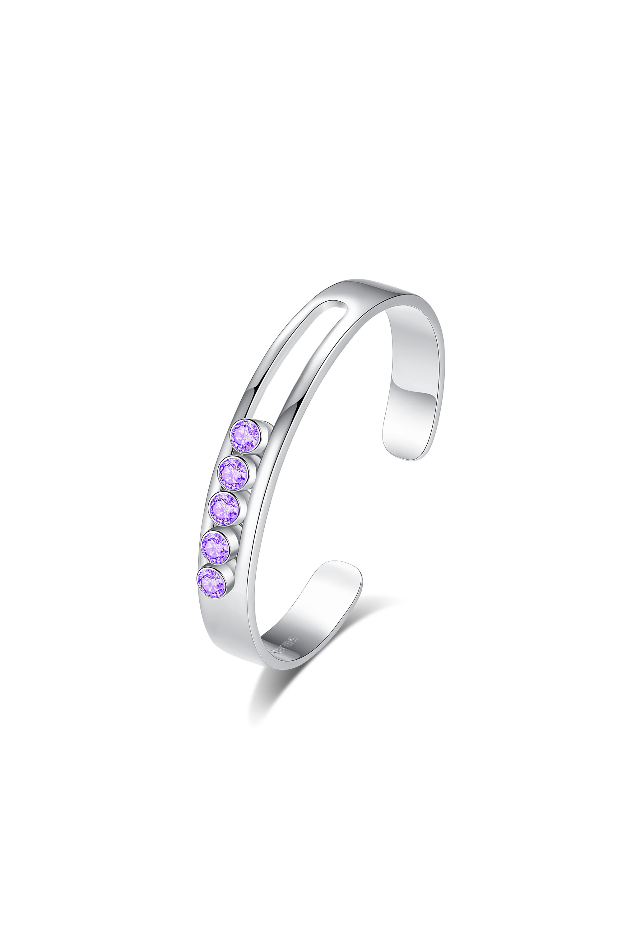 Classicharms-Audrey Twinkling Zirconia Half Crescent Bangle Bracelet