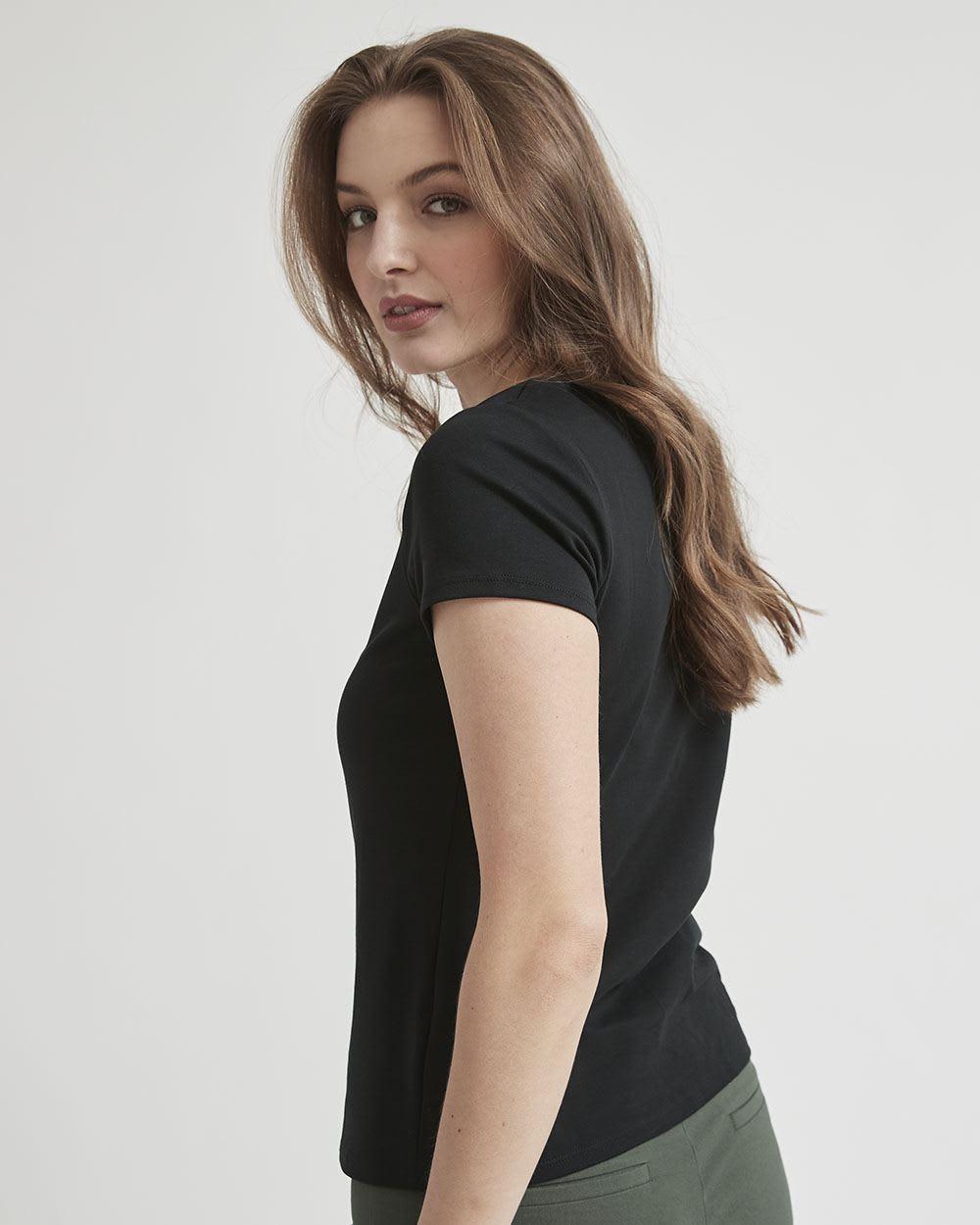 Basic Heavy Cotton V-Neck Short-Sleeve T-Shirt