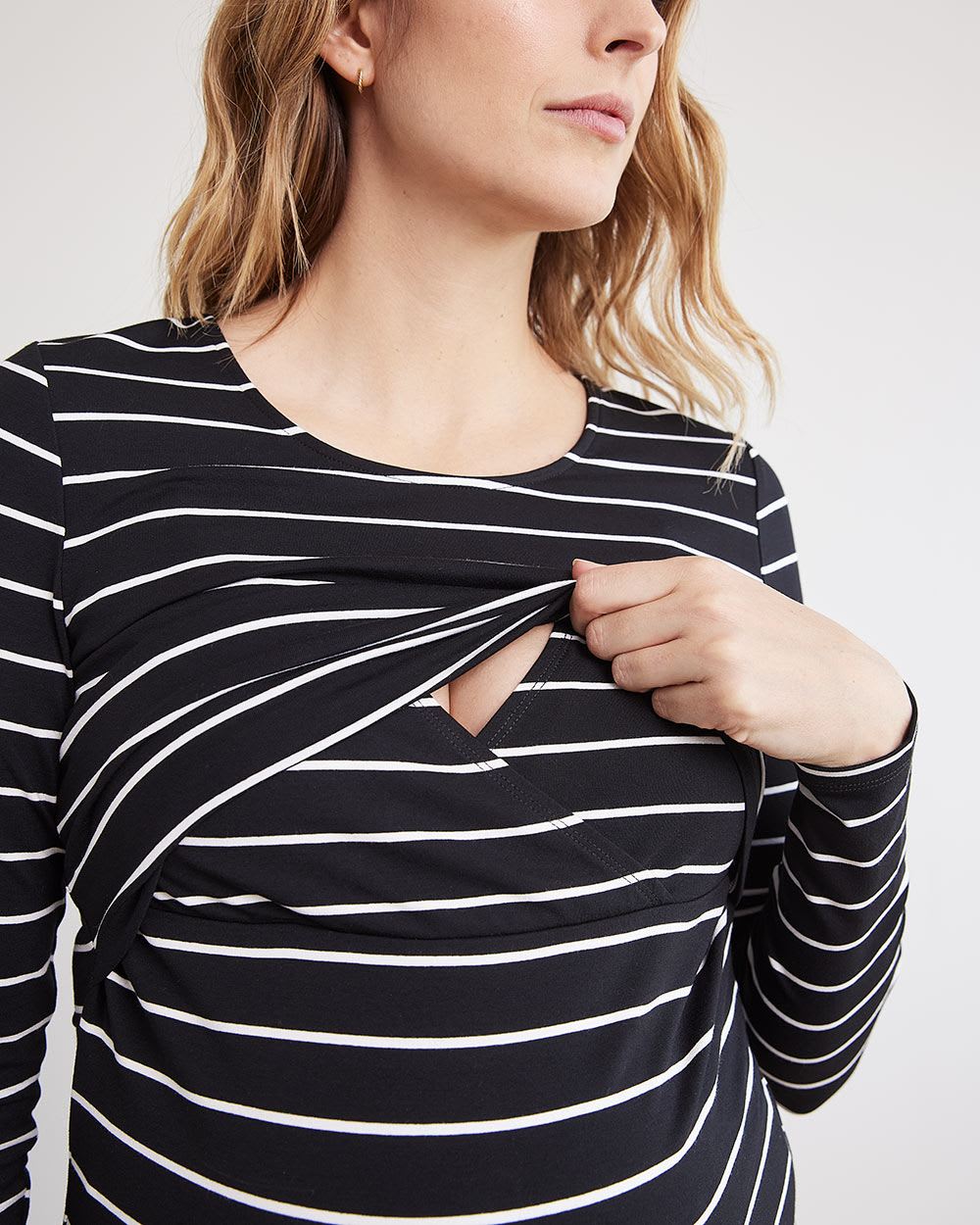 Nursing Long-Sleeve Top with Scoop Neckline, Set of 2 - Thyme Maternity