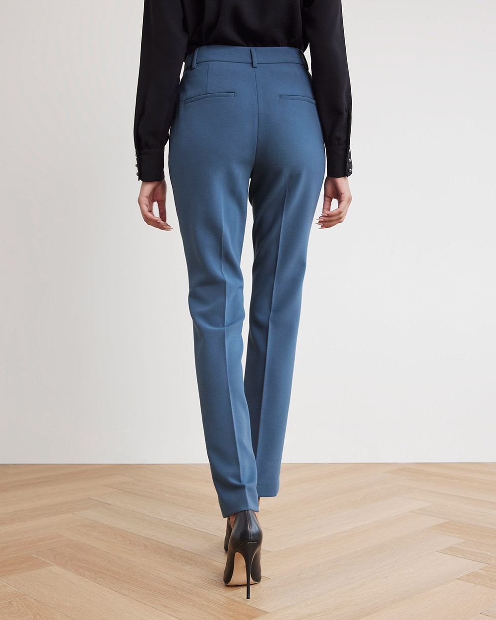 High-Rise Slim-Leg Blue Pant