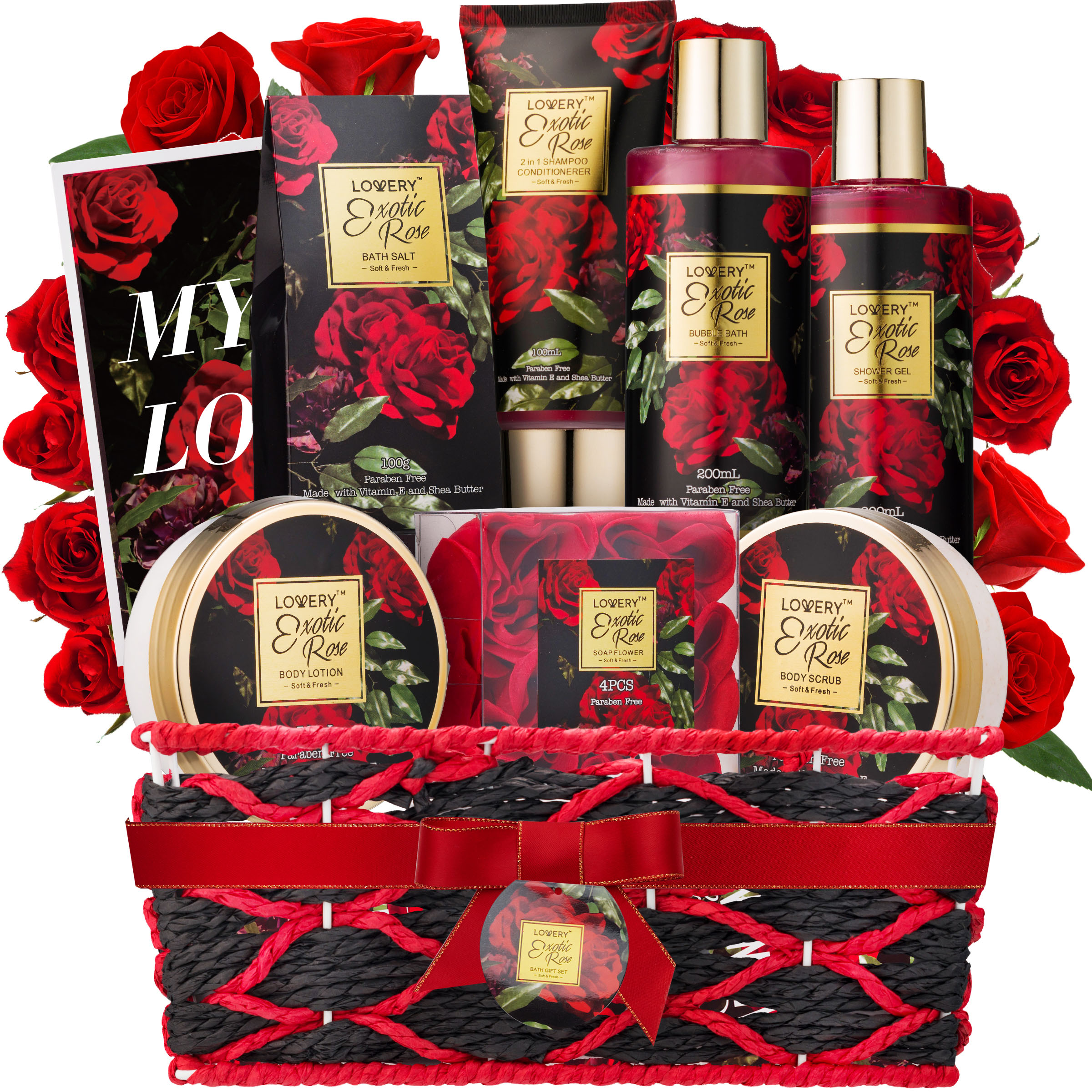 Lovery Spa Gifts For Women, Bath And Body Gift Set, Exotic Rose Gift Basket