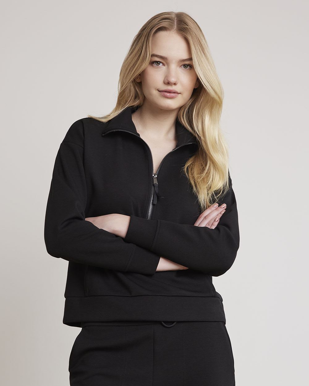 Half-Zip Scuba Sweatshirt with Kangaroo Pocket