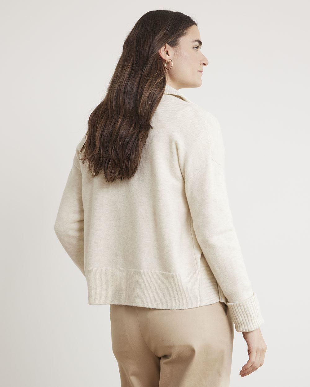 Long-Sleeve Mock-Neck Zipped Cardigan