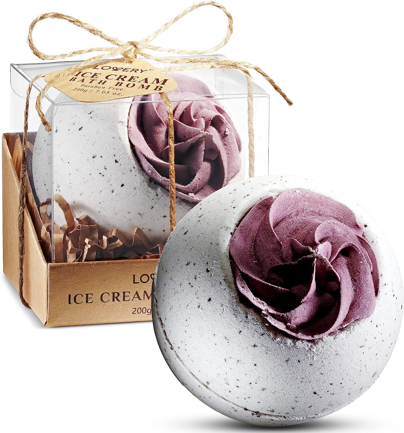 Lovery Ice Cream Handmade Bath Bomb, 7oz Extra Large Bubble Spa Ball