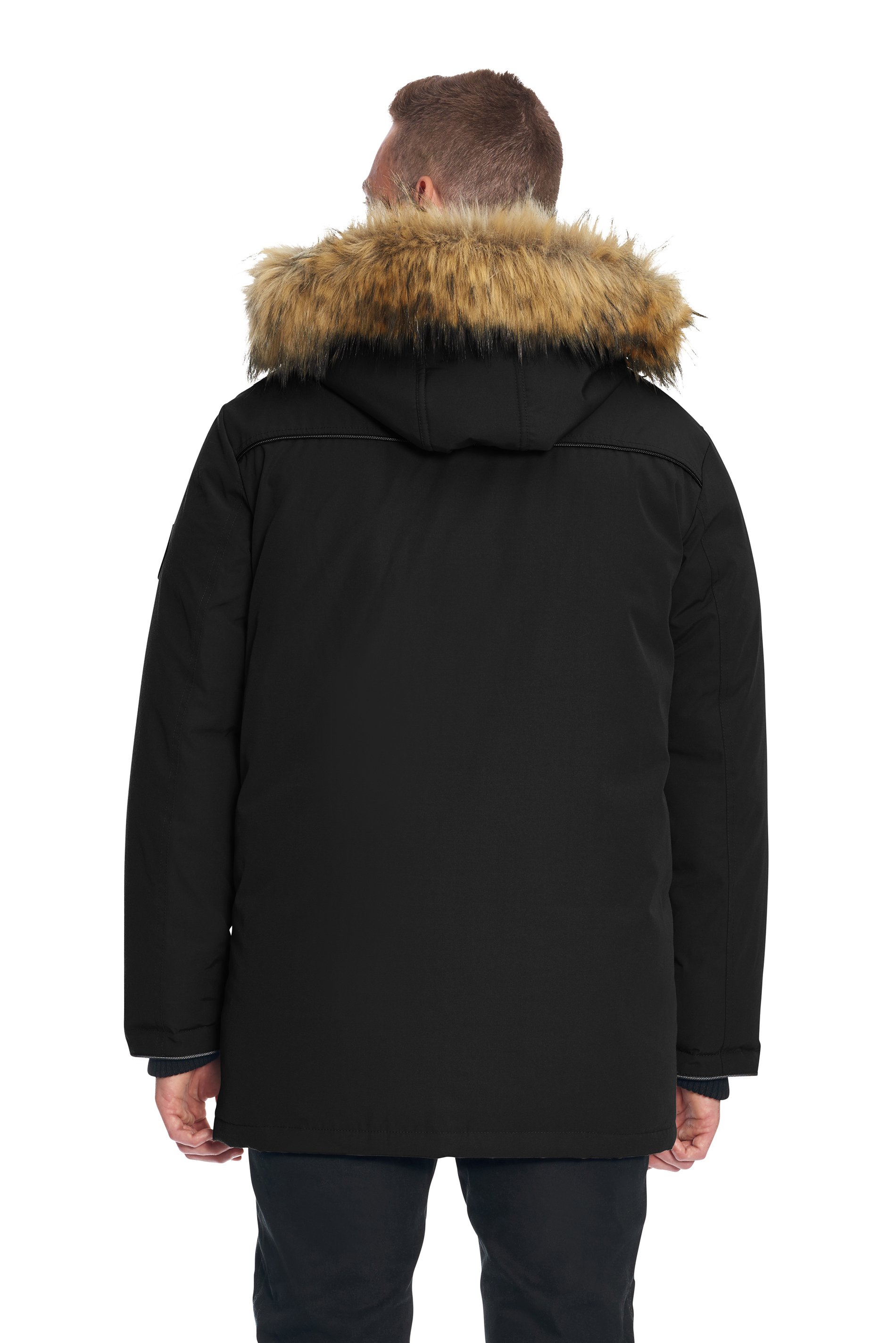 Alpine North Men's Vegan Down Winter Parka with Removable Faux Fur