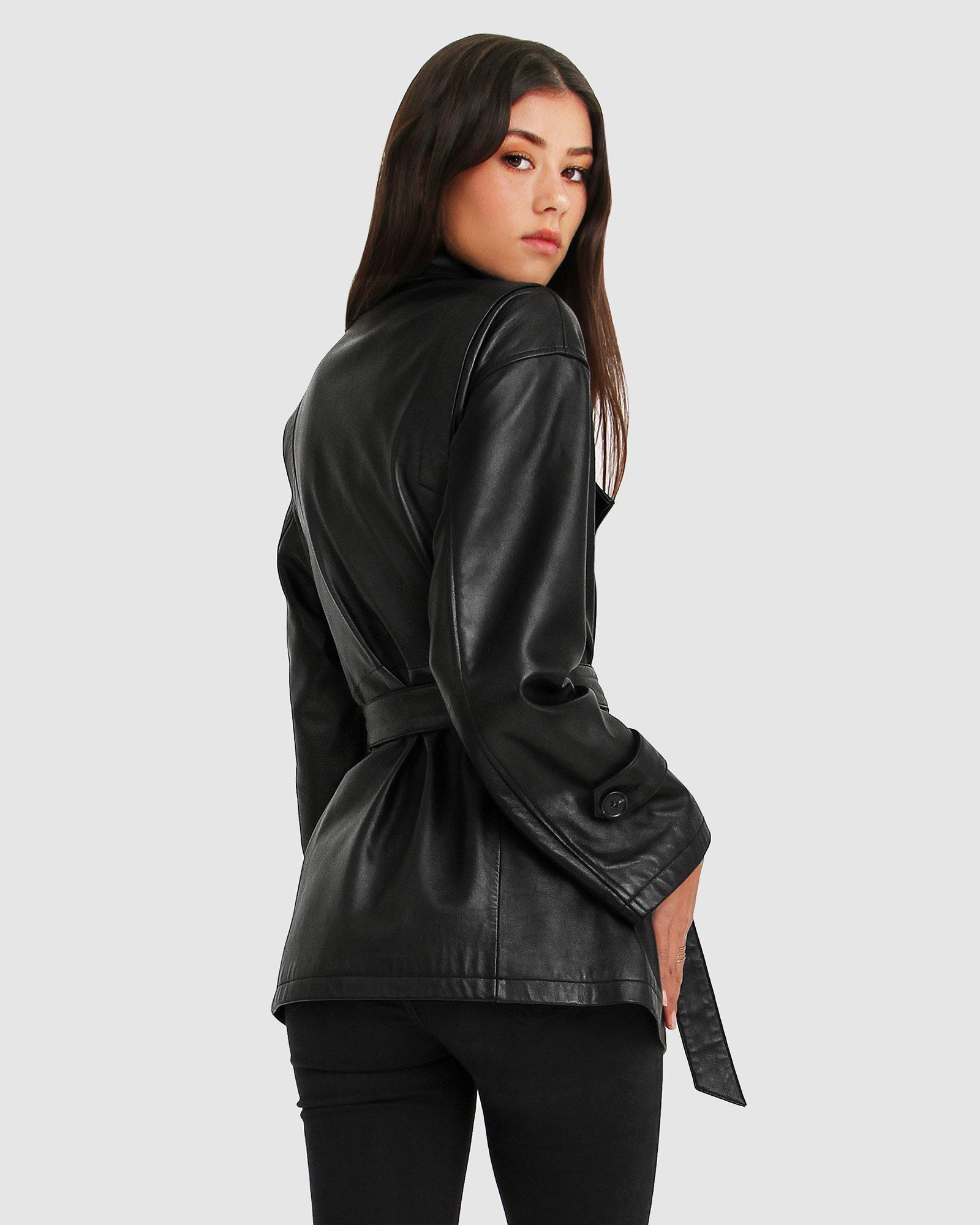 Belle & Bloom BFF Belted Leather Jacket