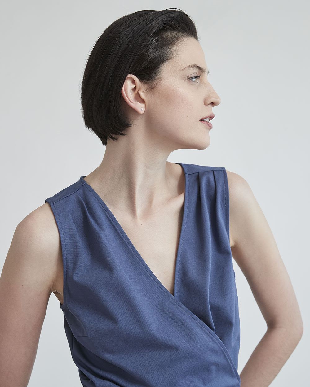 Sleeveless Romper with Wrap V Neckline