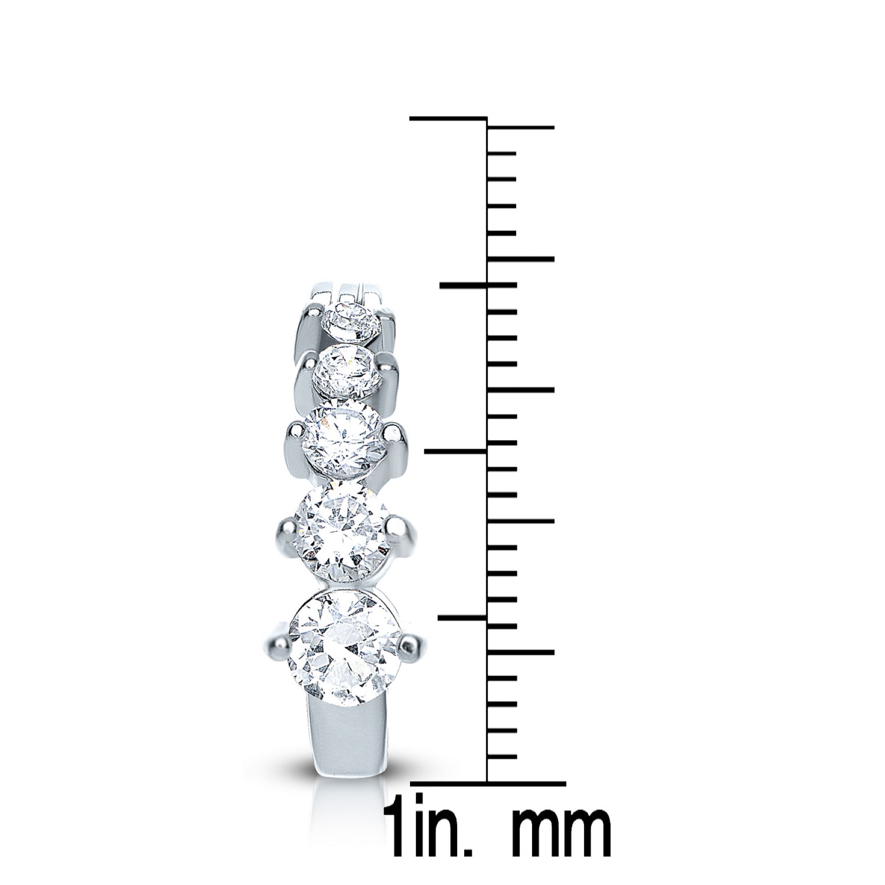 Genevive - Sterling Silver White Cubic Zirconia Hoop Earrings