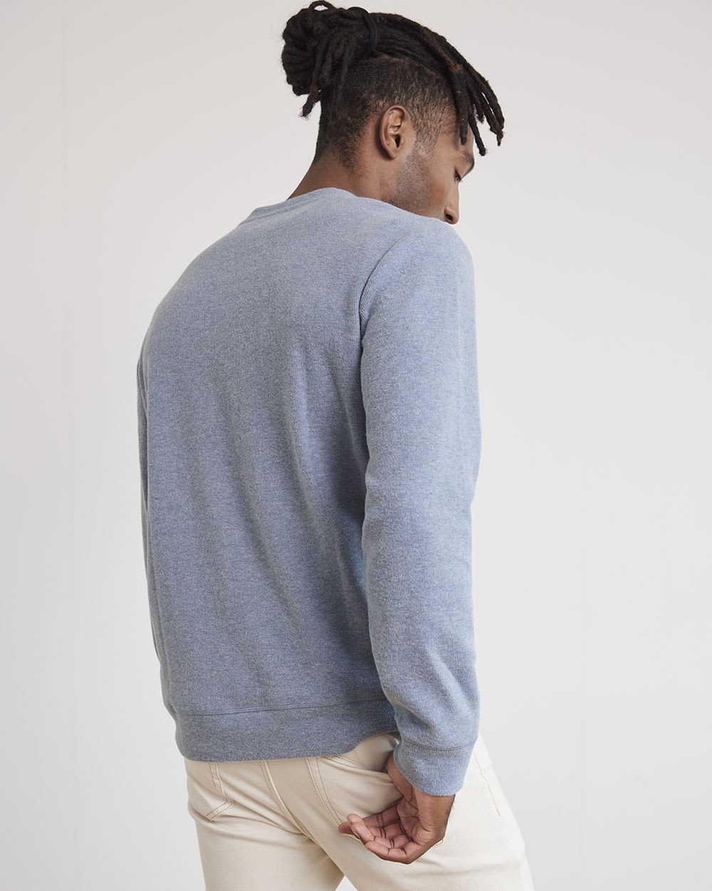Crew-Neck Waffled-Knit Pullover
