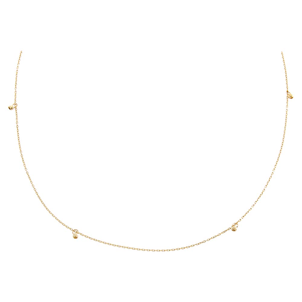 By Adina Eden -DAINTY DANGLING BEADED CHOKER NECKLACE 14K - 14K GOLD