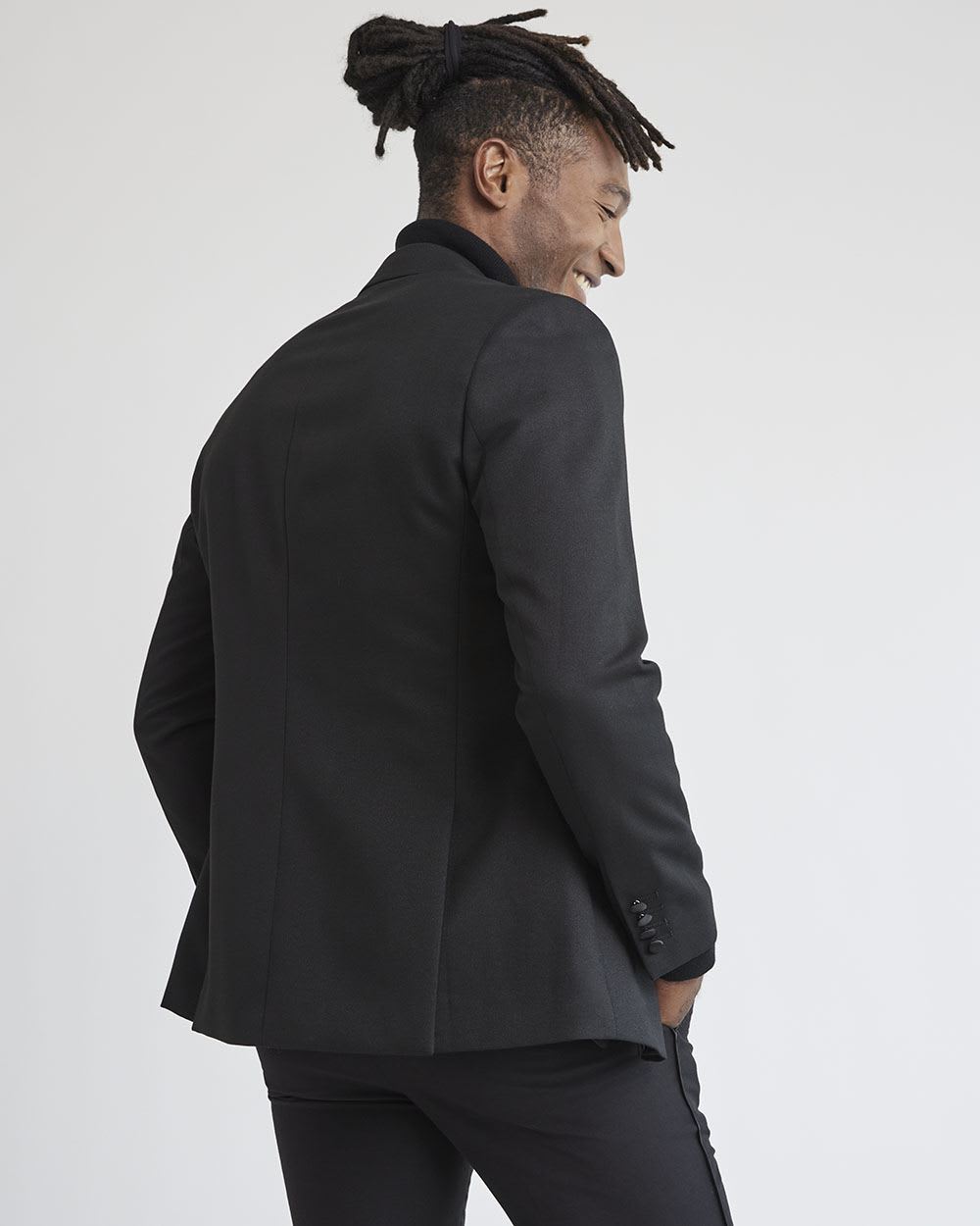 Tailored Fit Black Blazer with Metallic Fibres