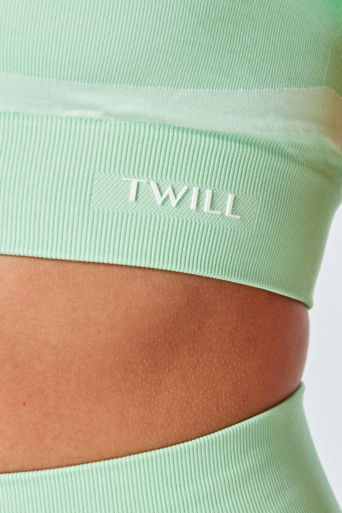 Twill Active - Recycled Colour Block Zip-up Crop Top - Green