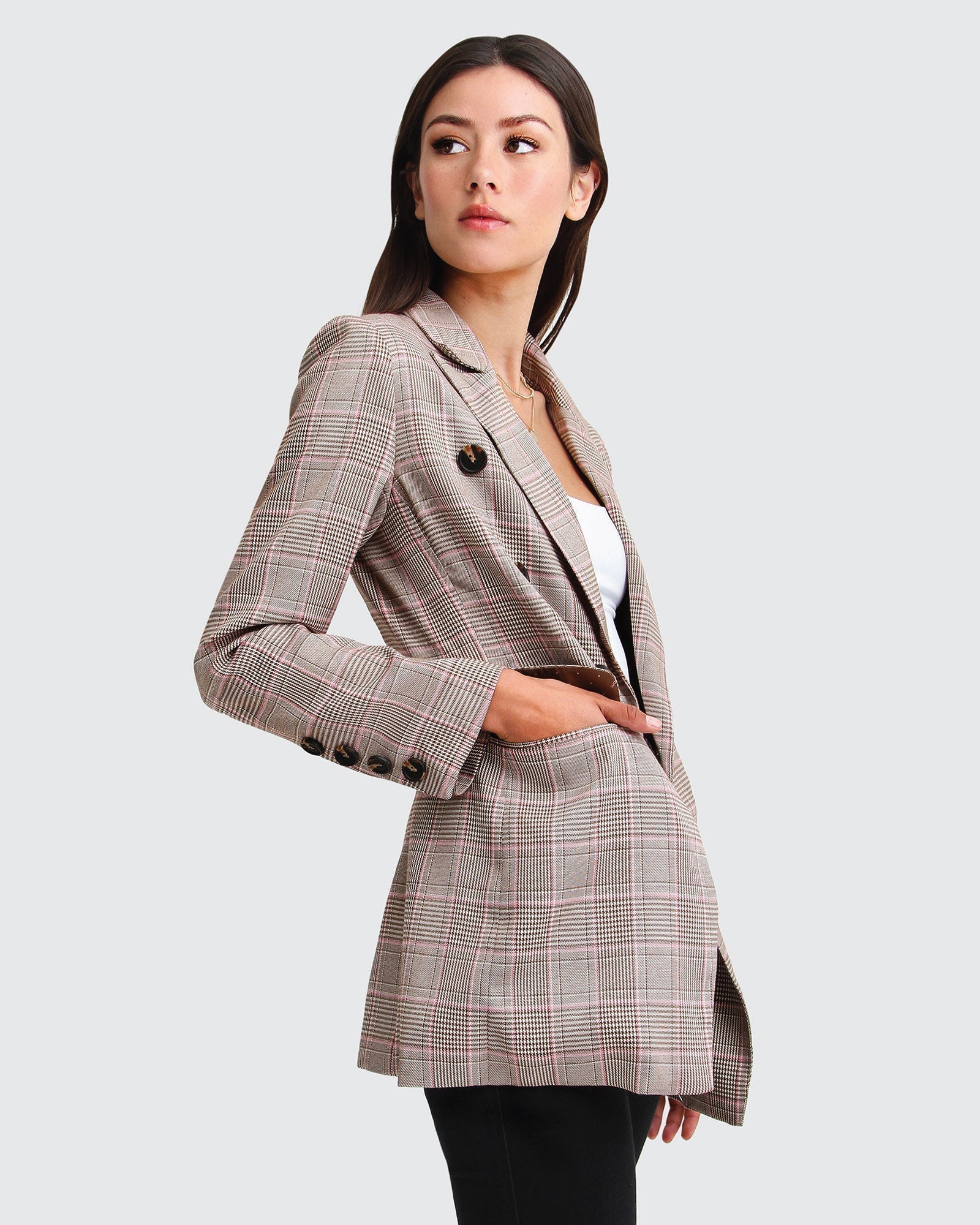 Belle & Bloom Too Cool For Work Plaid Blazer