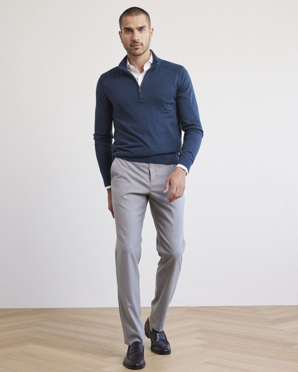 Mock-Neck Sweater with Half-Zip