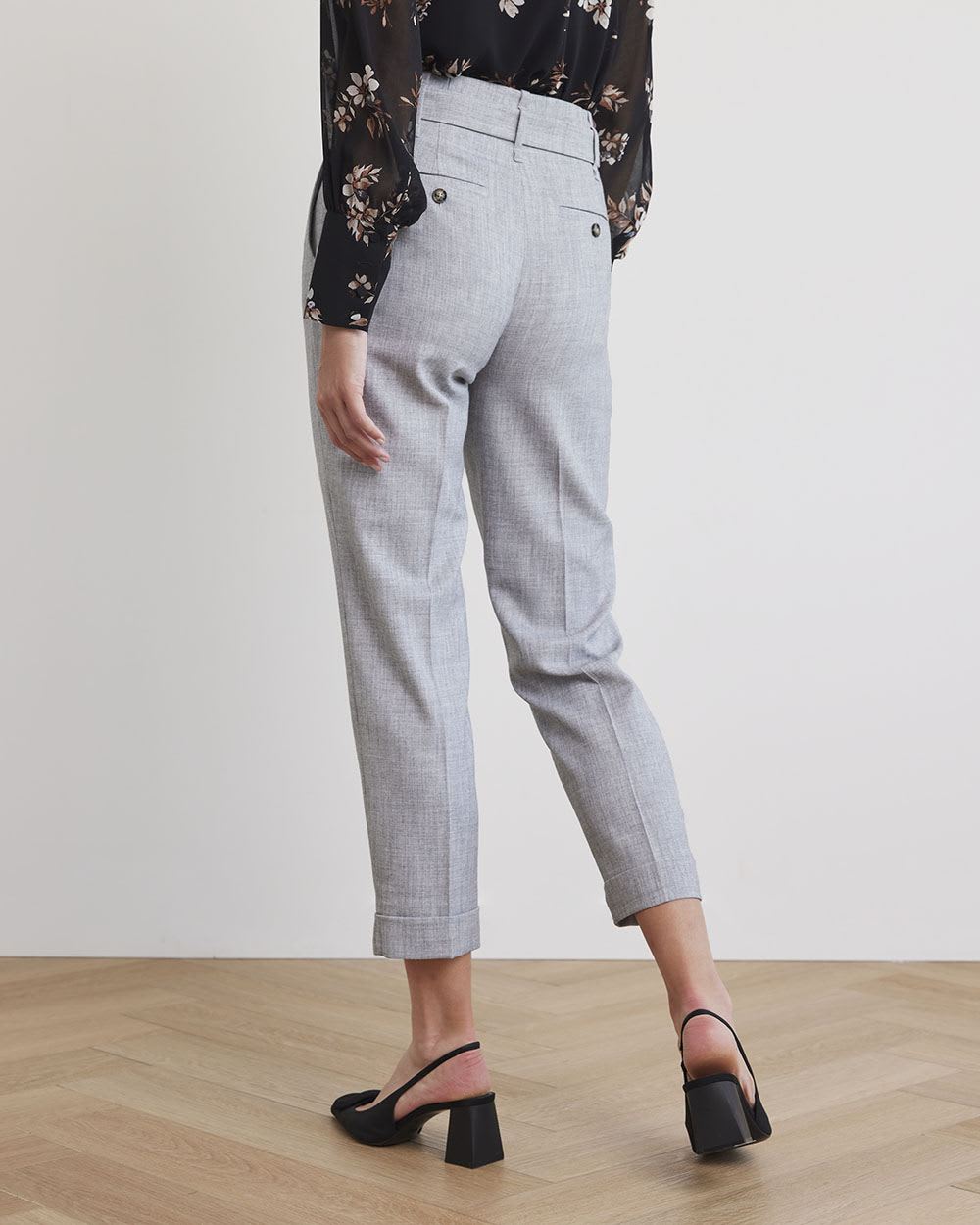 Tapered-Leg High-Rise Light Grey Pant