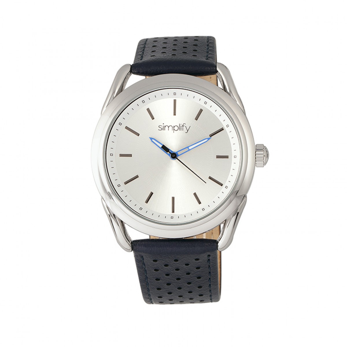 Simplify - The 5900 Leather-Band Watch - Silver/Blue