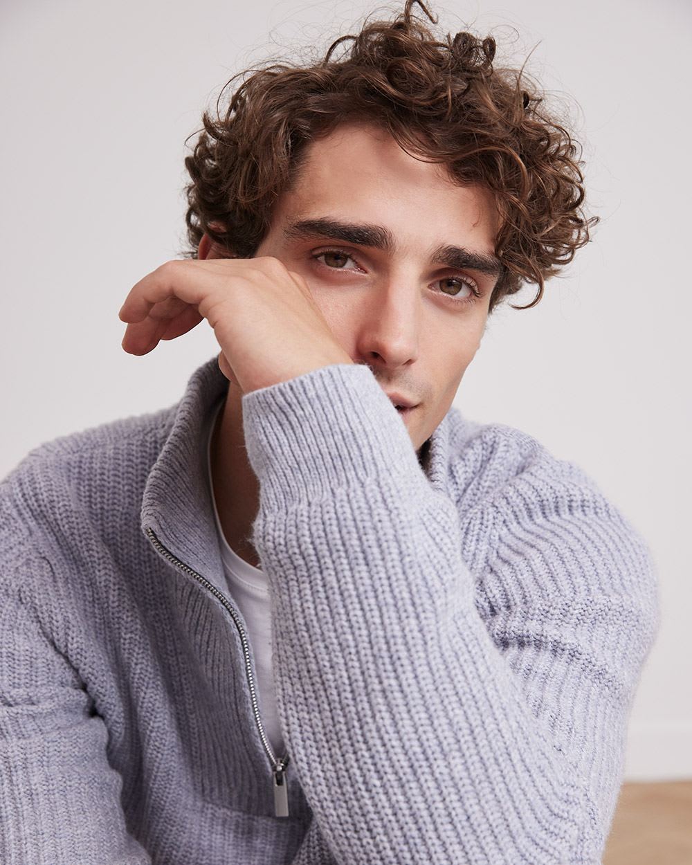 Long-Sleeve Half-Zip Mock-Neck Sweater